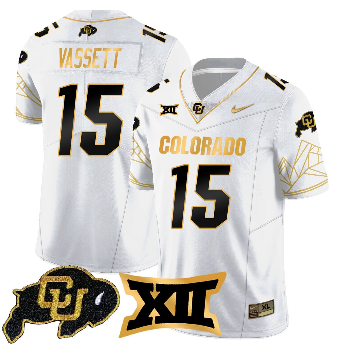 Women's Colorado Buffaloes 2024 Vapor Limited Gold Jersey N3 - All Stitched