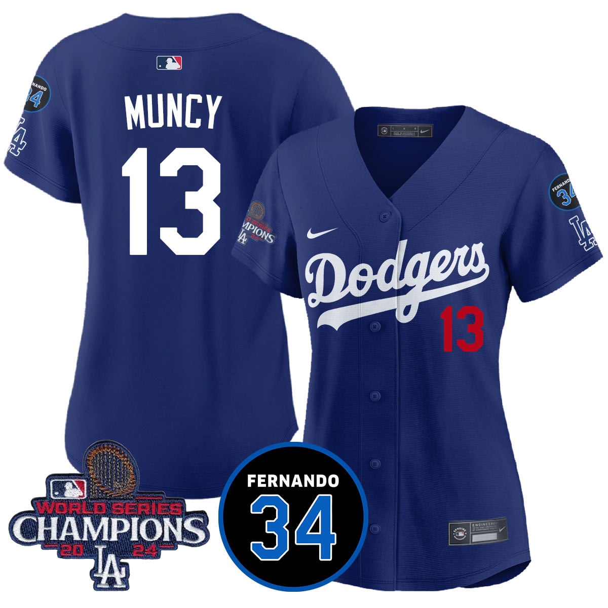 Women's LA Dodgers - World Series Champions 2024/Fernando Valenzuela Memorial Jersey - All Stitched N1