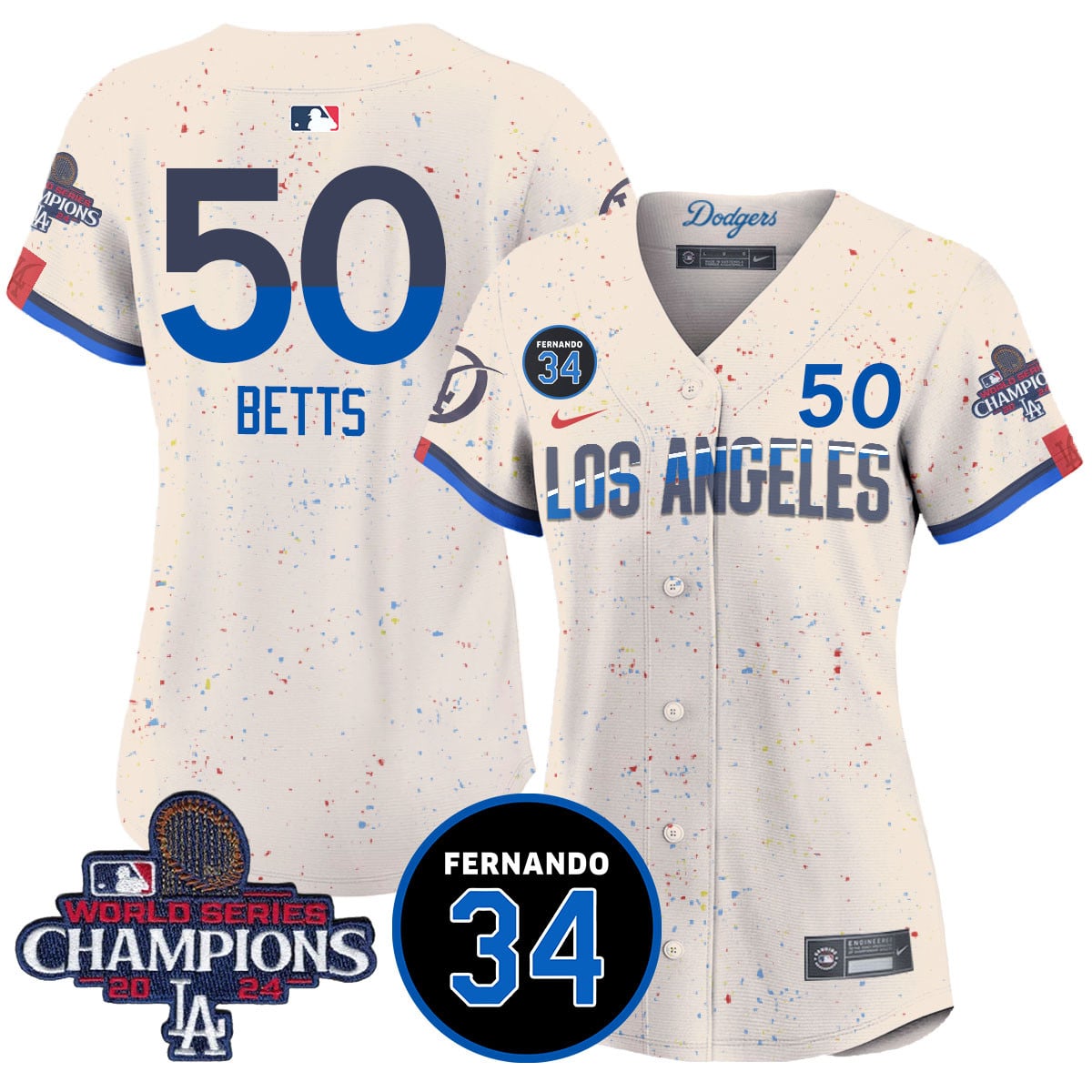 Women's LA Dodgers - World Series Champions 2024/Fernando Valenzuela Memorial Jersey - All Stitched N1