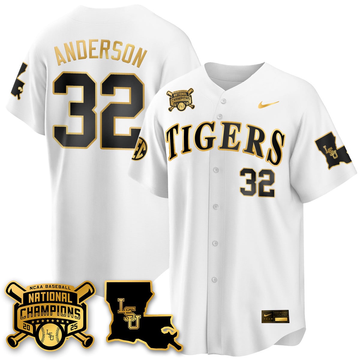 Women's LSU Tigers 2025 World Series Champions Limited Gold Jersey - All Stitched