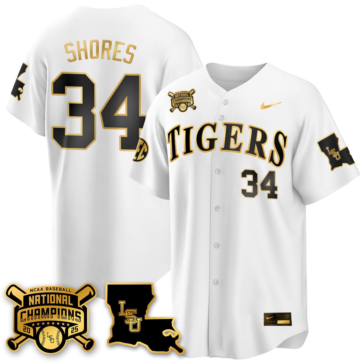 Youth's LSU Tigers 2025 World Series Champions Limited Gold Jersey - All Stitched
