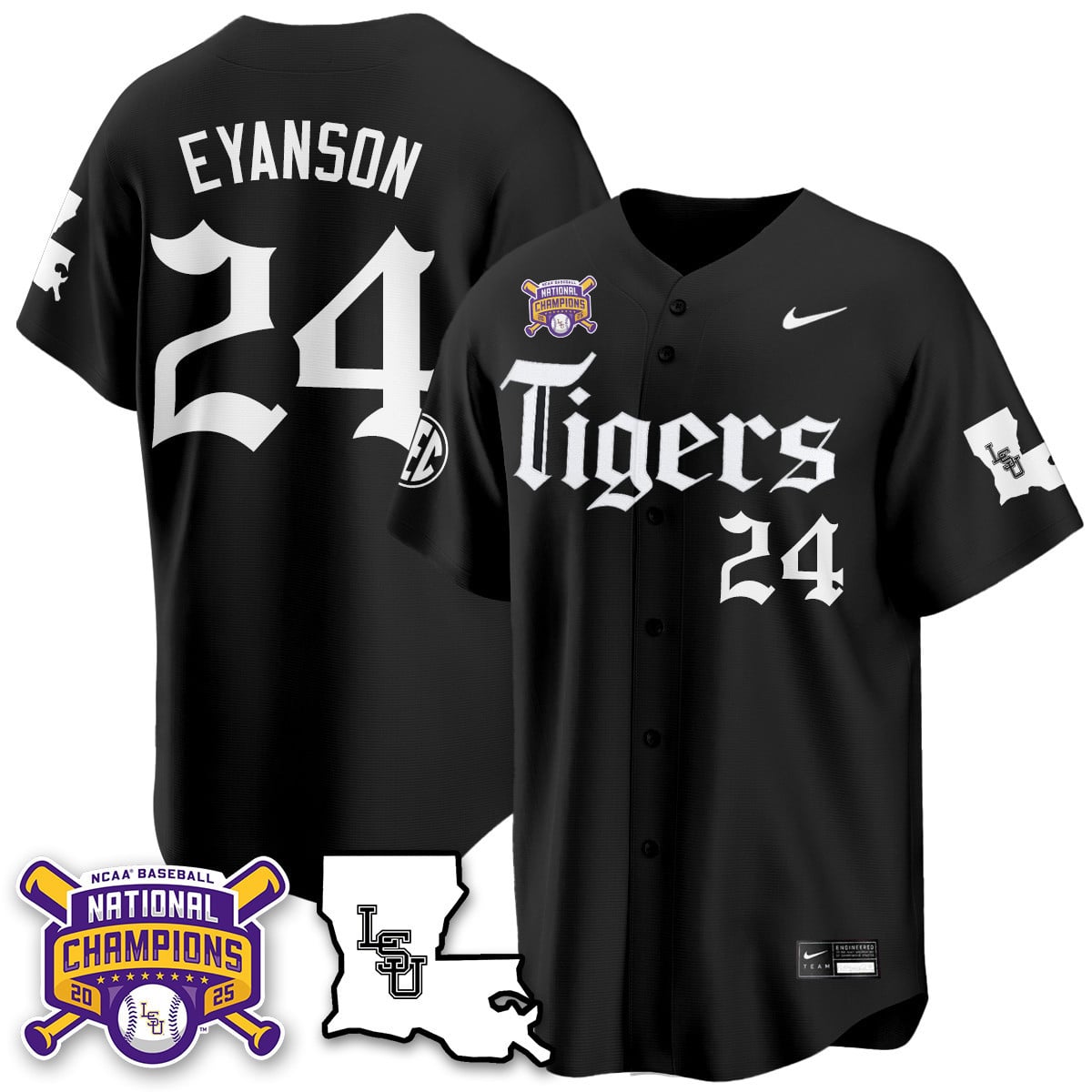 Women's LSU Tigers 2025 World Series Champions 'Gothic Geaux Edition' Jersey - All Stitched
