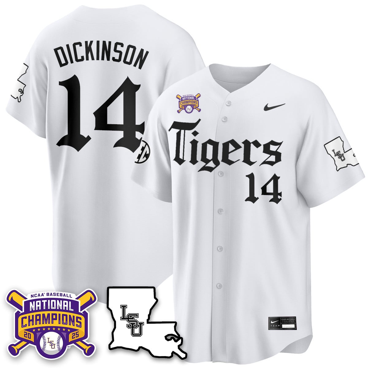 Youth's LSU Tigers 2025 World Series Champions 'Gothic Geaux Edition' Jersey - All Stitched