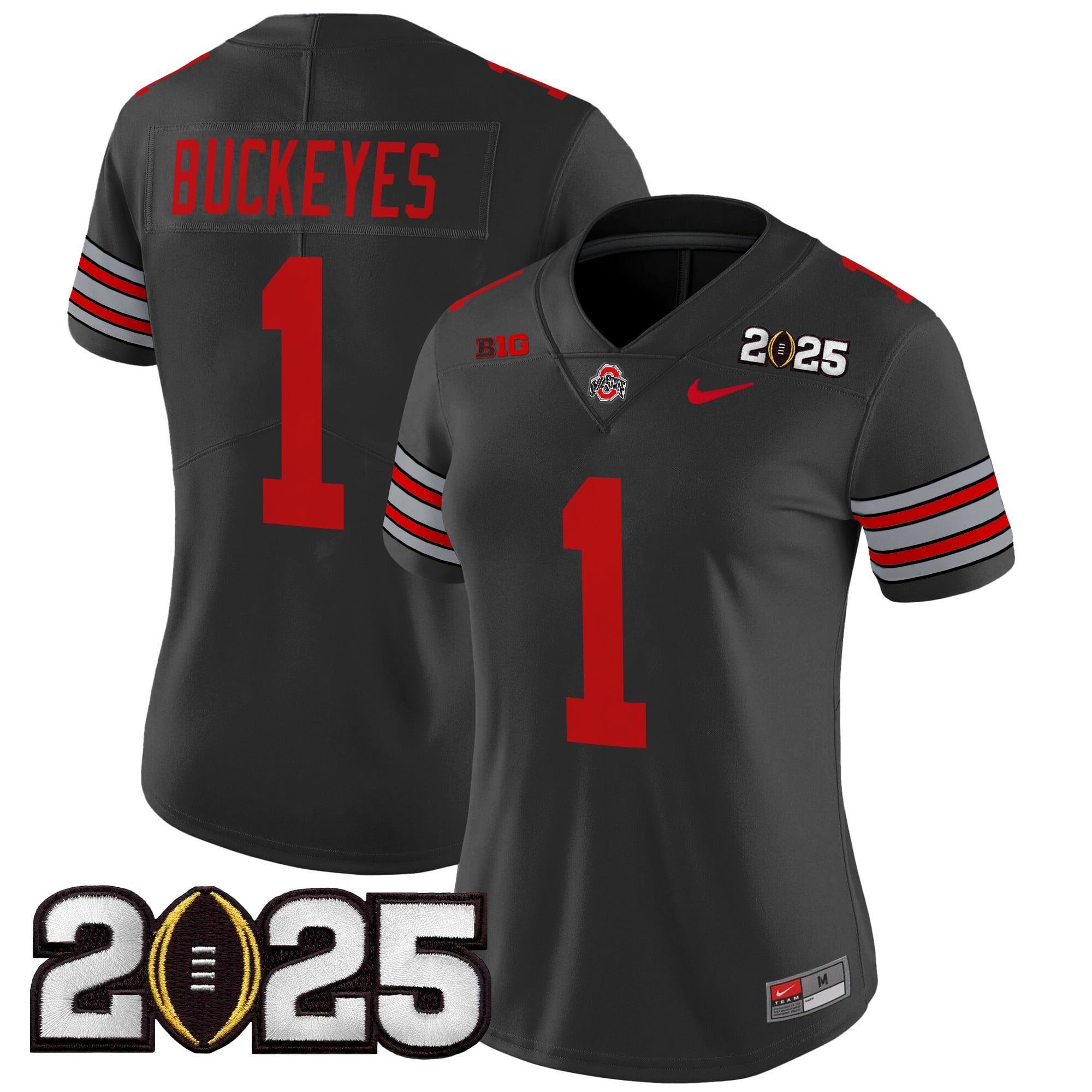 Women's Ohio State Buckeyes 'Heritage Stripe' 2025 CFP Final Patch Vapor Limited Jersey - All Stitched