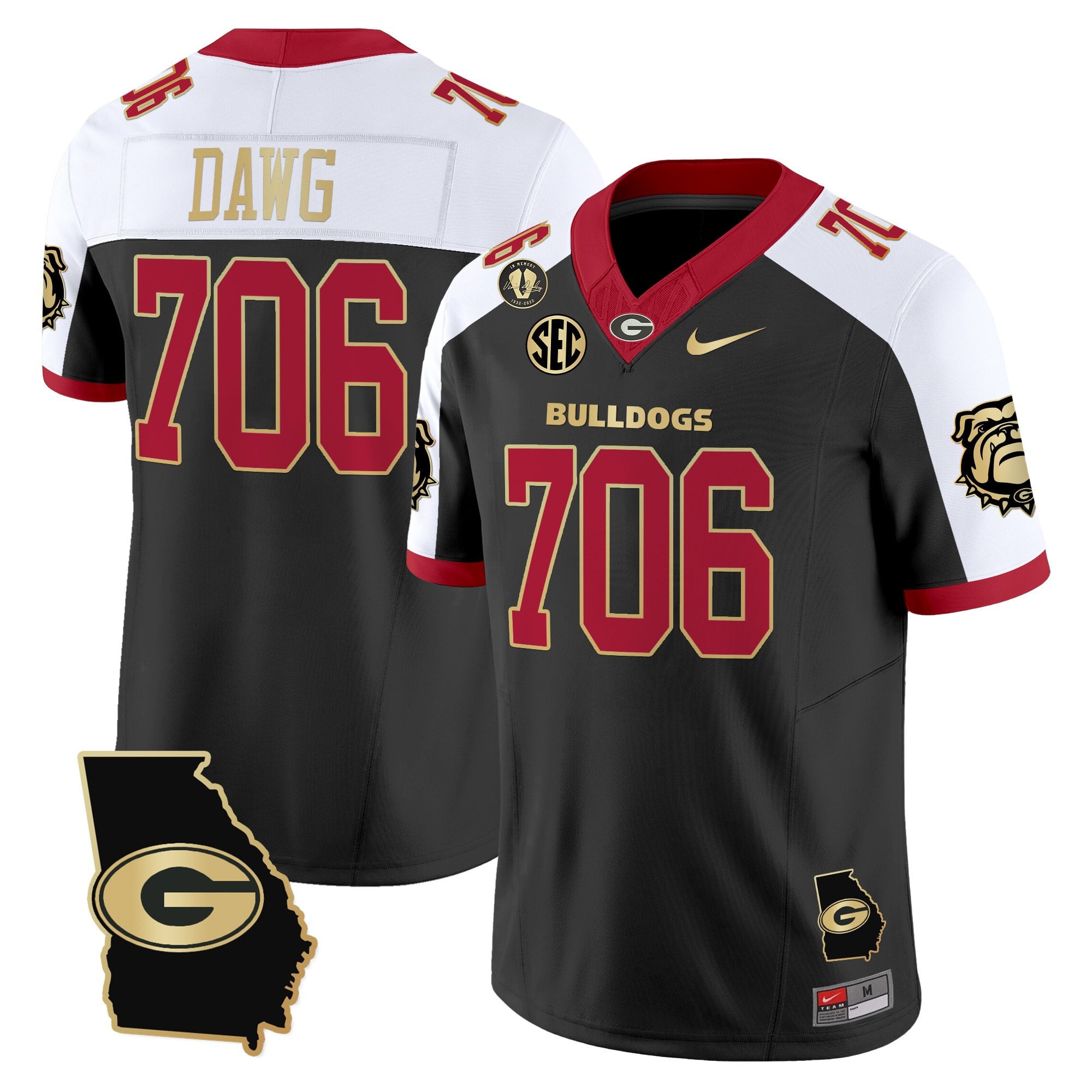 Women's Georgia Bulldogs 2025 Georgia Map & Vince Dooley Patch Vapor Limited Jersey - All Stitched