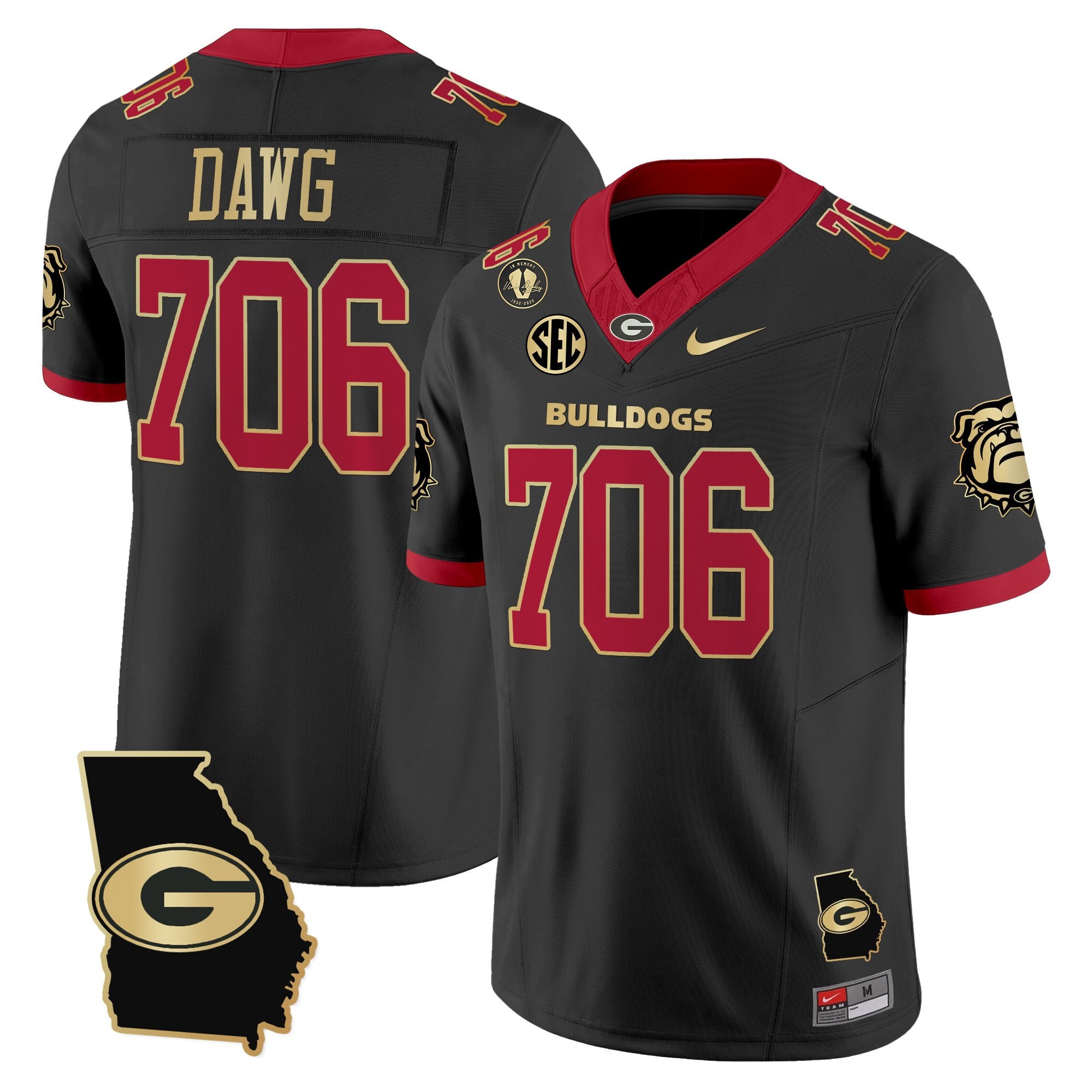 Women's Georgia Bulldogs 2025 Georgia Map & Vince Dooley Patch Vapor Limited Jersey - All Stitched