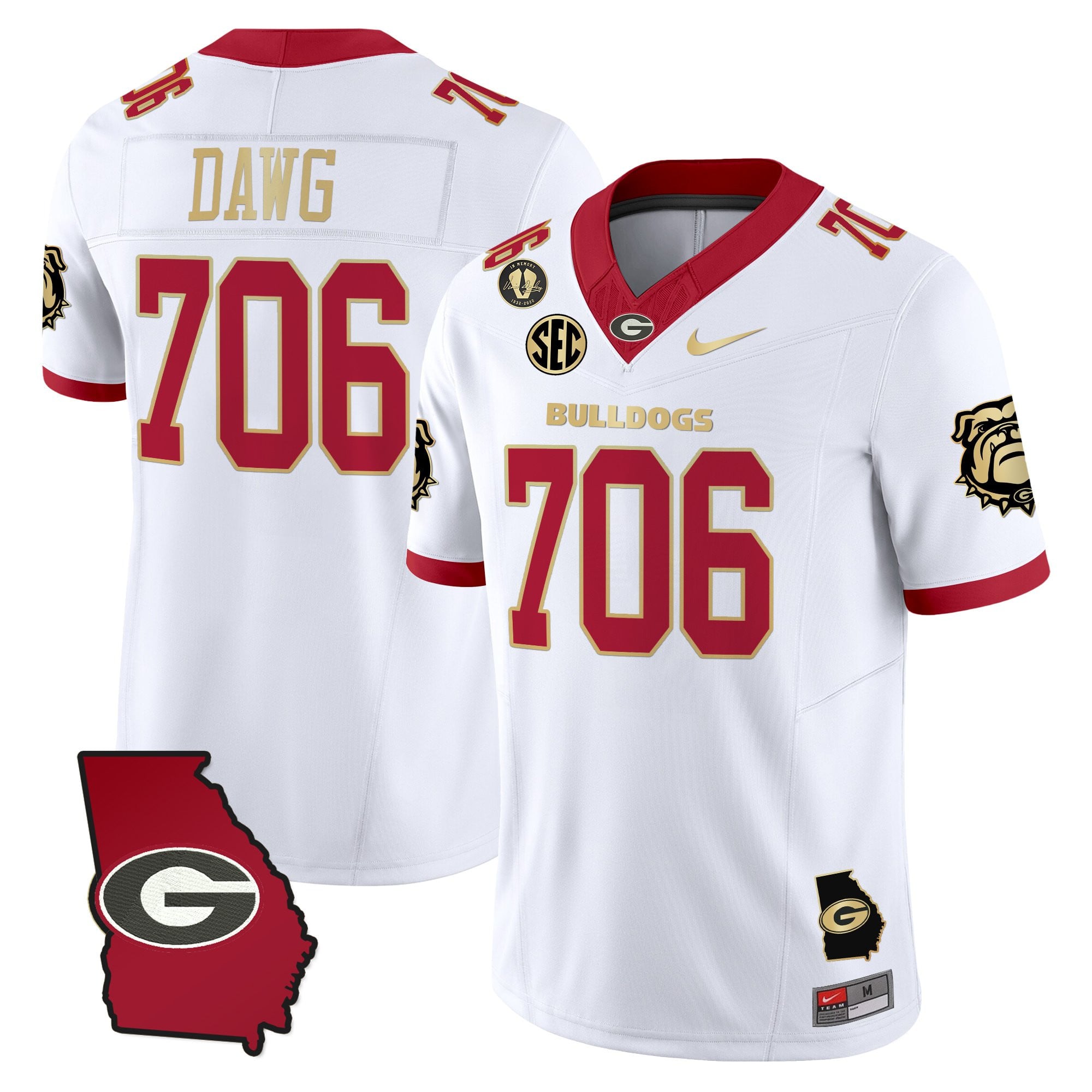 Women's Georgia Bulldogs 2025 Georgia Map & Vince Dooley Patch Vapor Limited Jersey - All Stitched