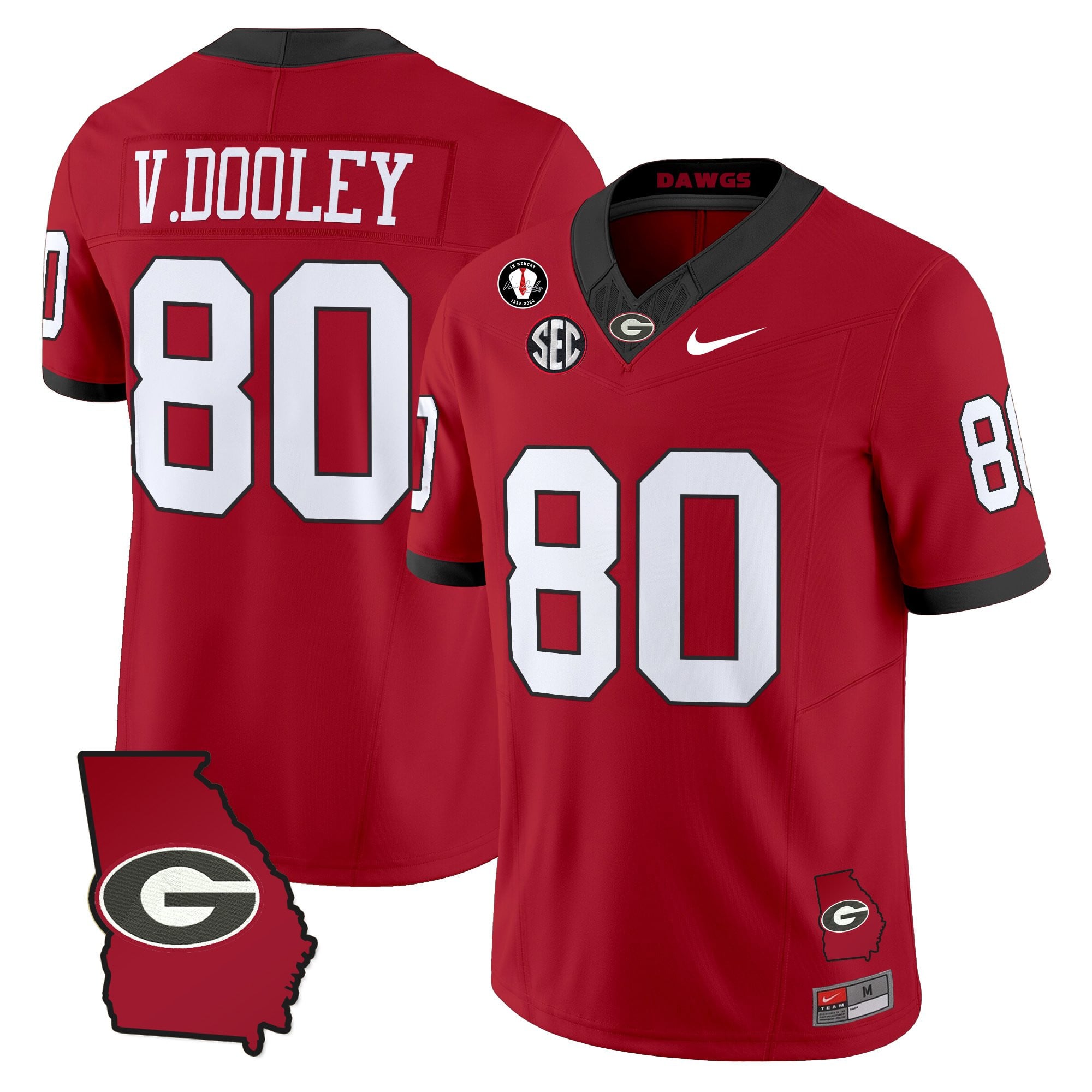 Women's Georgia Bulldogs 2025 Georgia Map & Vince Dooley Patch Vapor Limited Jersey - All Stitched