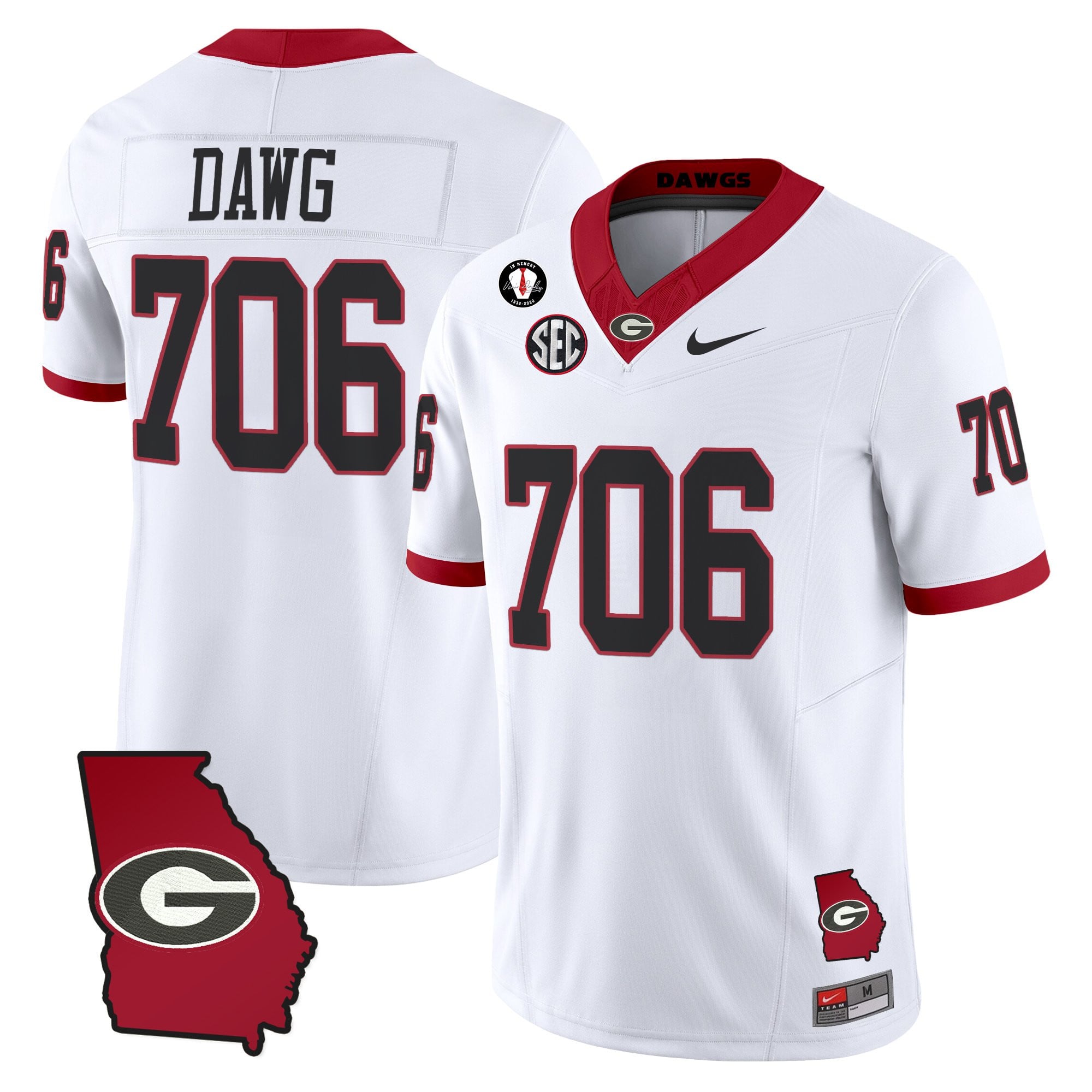 Women's Georgia Bulldogs 2025 Georgia Map & Vince Dooley Patch Vapor Limited Jersey - All Stitched