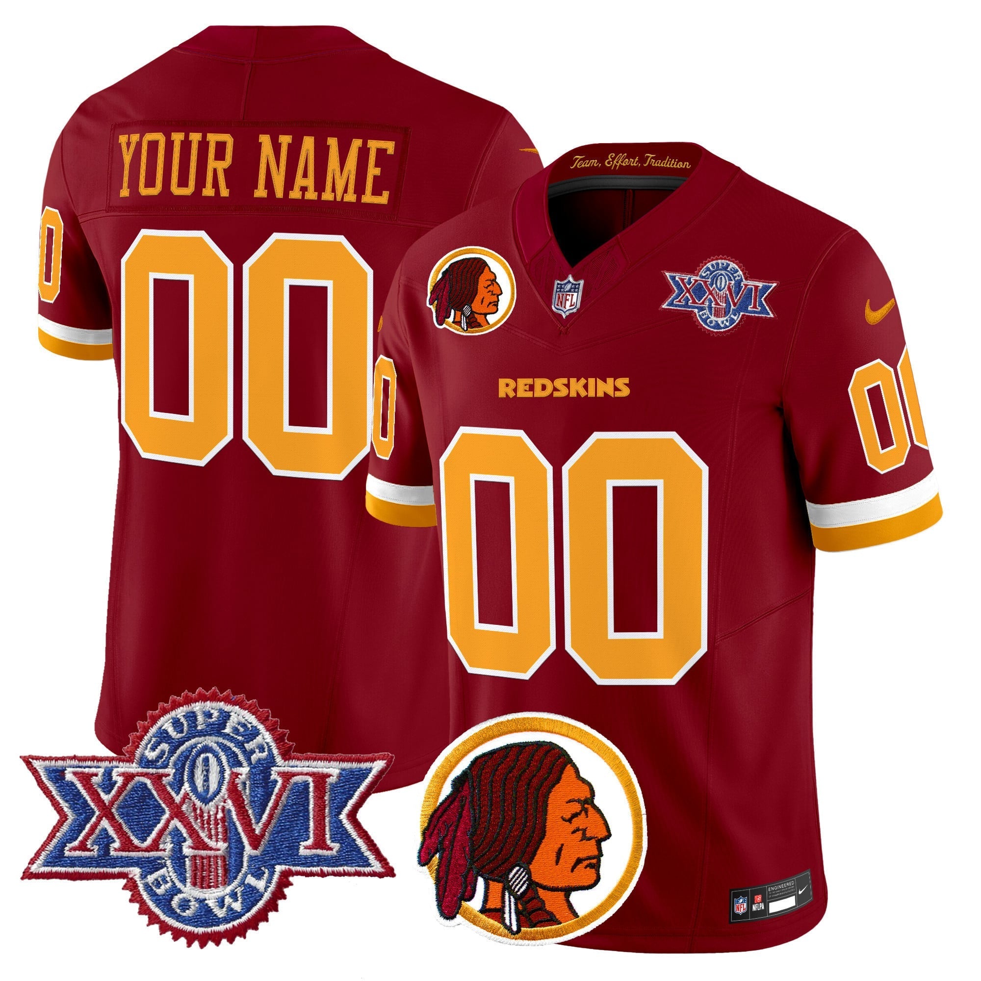 Washington Redskins Throwback 1992 Super Bowl XXVI Patch Vapor Limited Custom Jersey V2 - All Stitched
