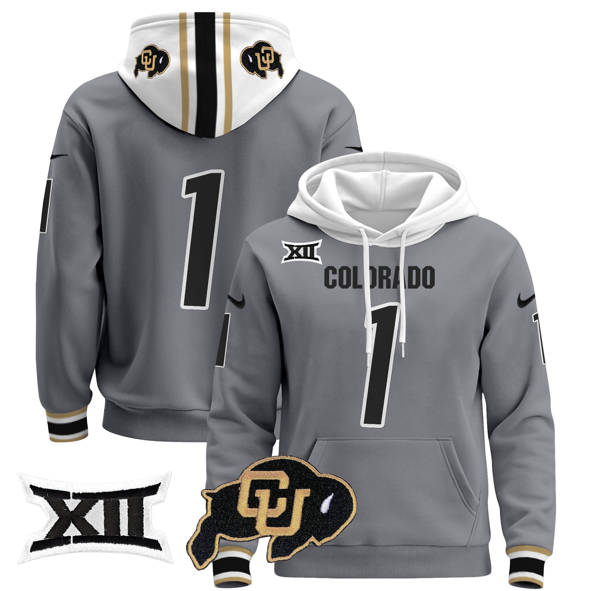Unisex Colorado Buffaloes Pullover Hoodie - Big 12 XII Patch
