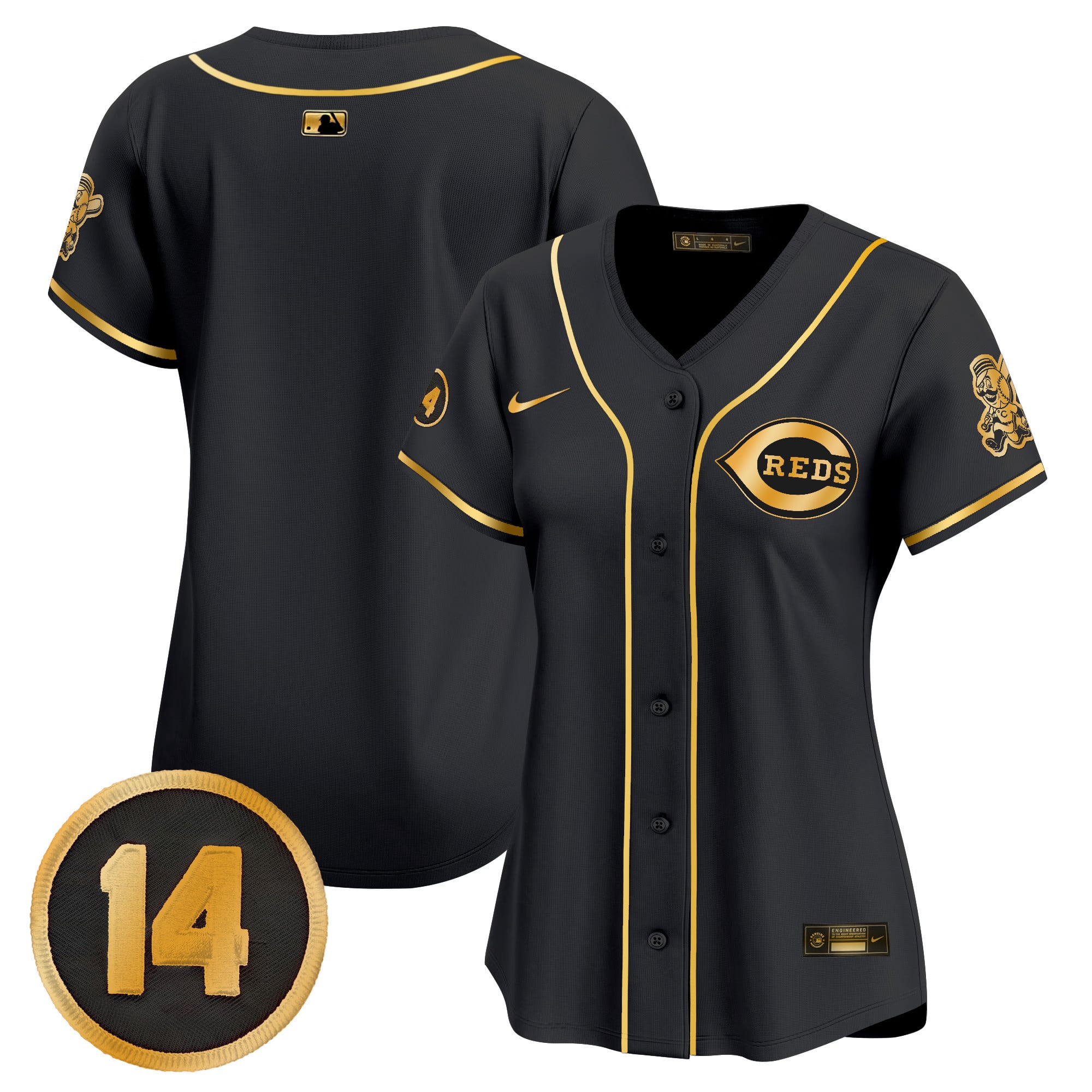 Women's Cincinnati Reds Pete Rose Patch Vapor Premier Limited Jersey - All Stitched