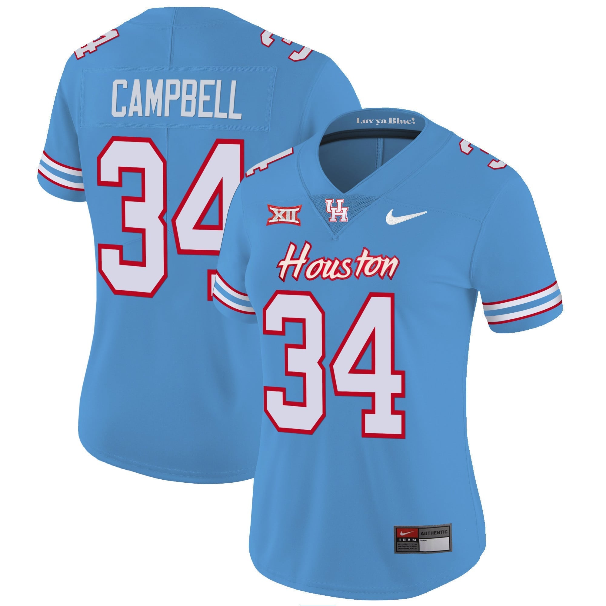 Women's Houston Cougars Oilers Inspired Vapor Jersey V4 - All Stitched