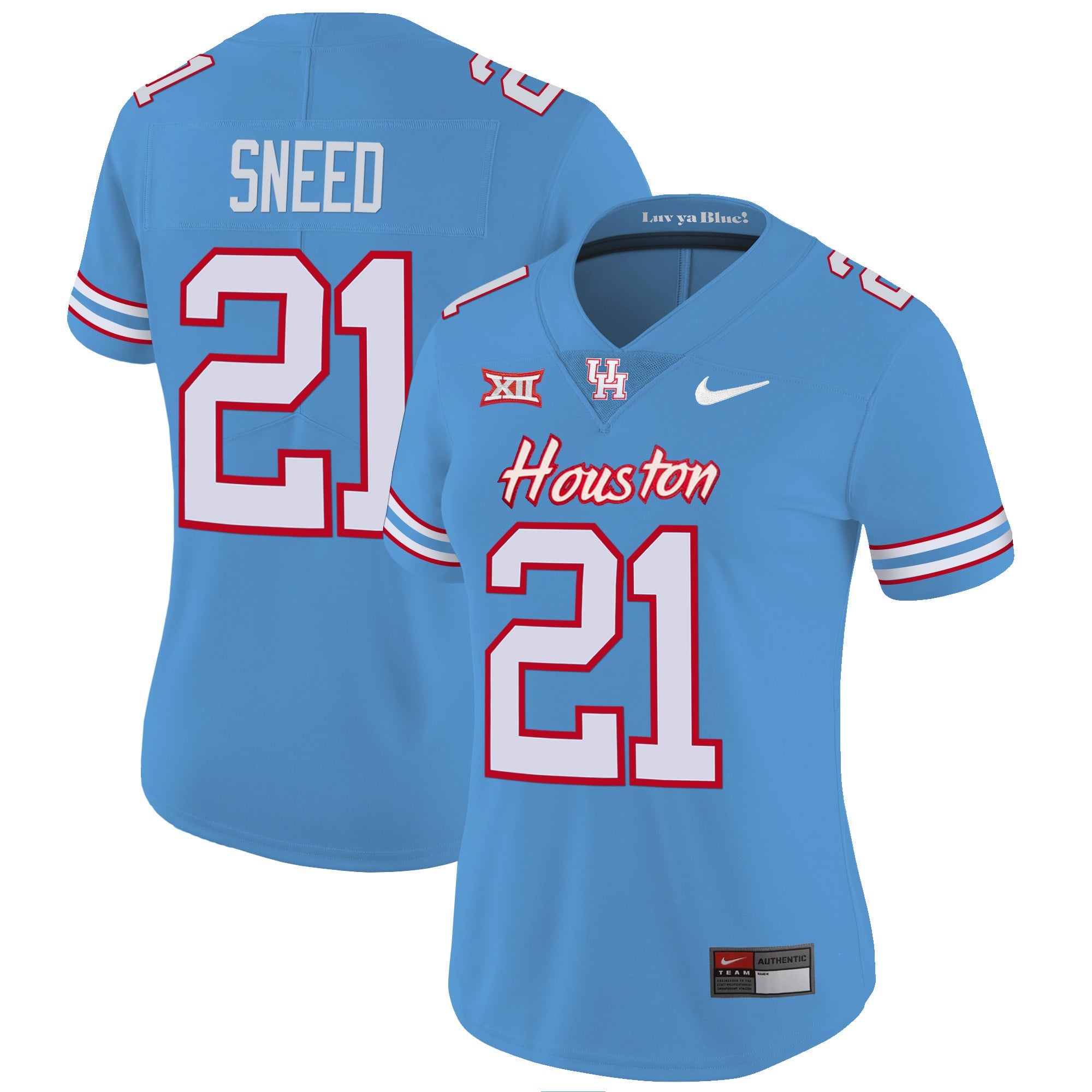 Women's Houston Cougars Oilers Inspired Vapor Jersey V4 - All Stitched