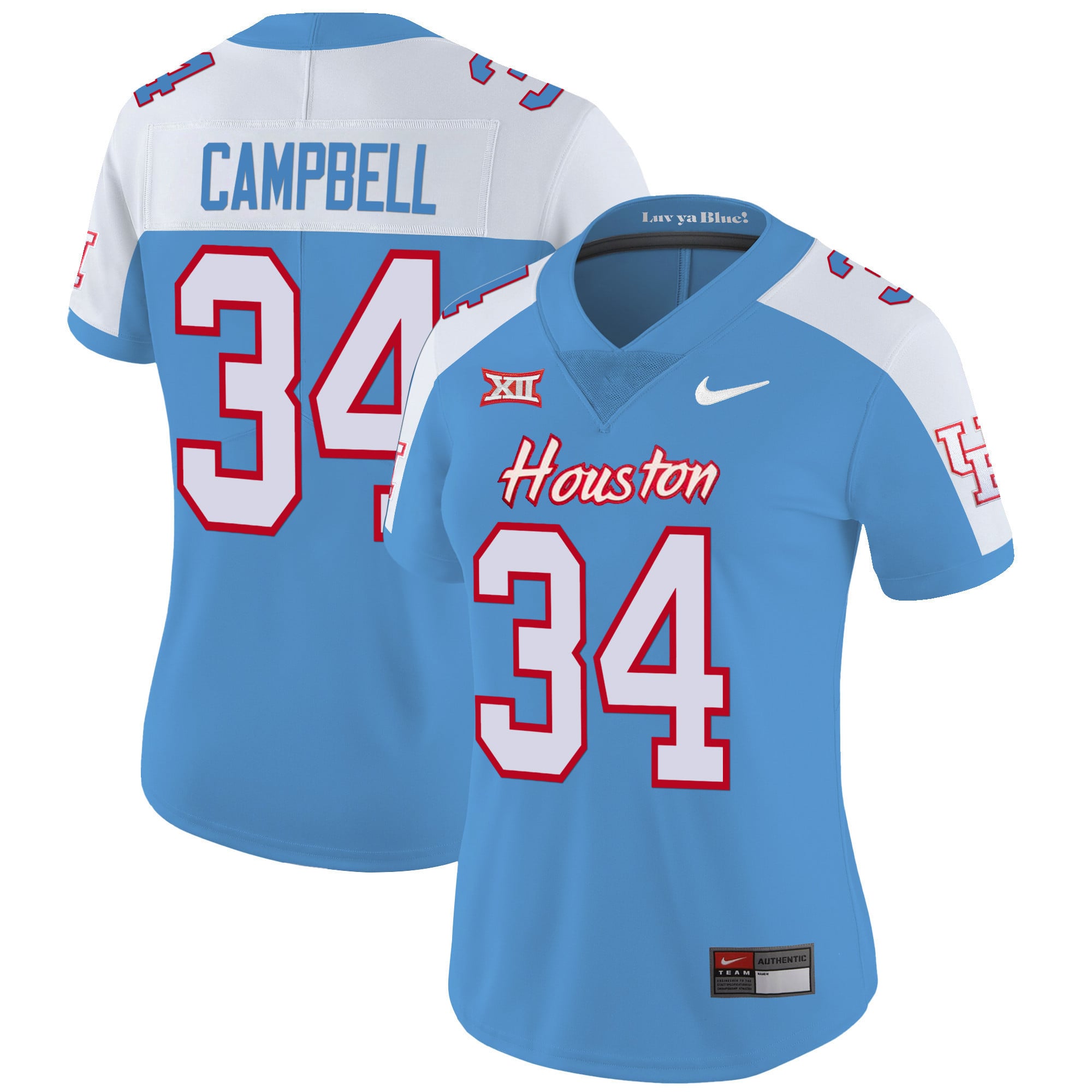 Women's Houston Cougars Oilers Inspired Vapor Jersey V4 - All Stitched