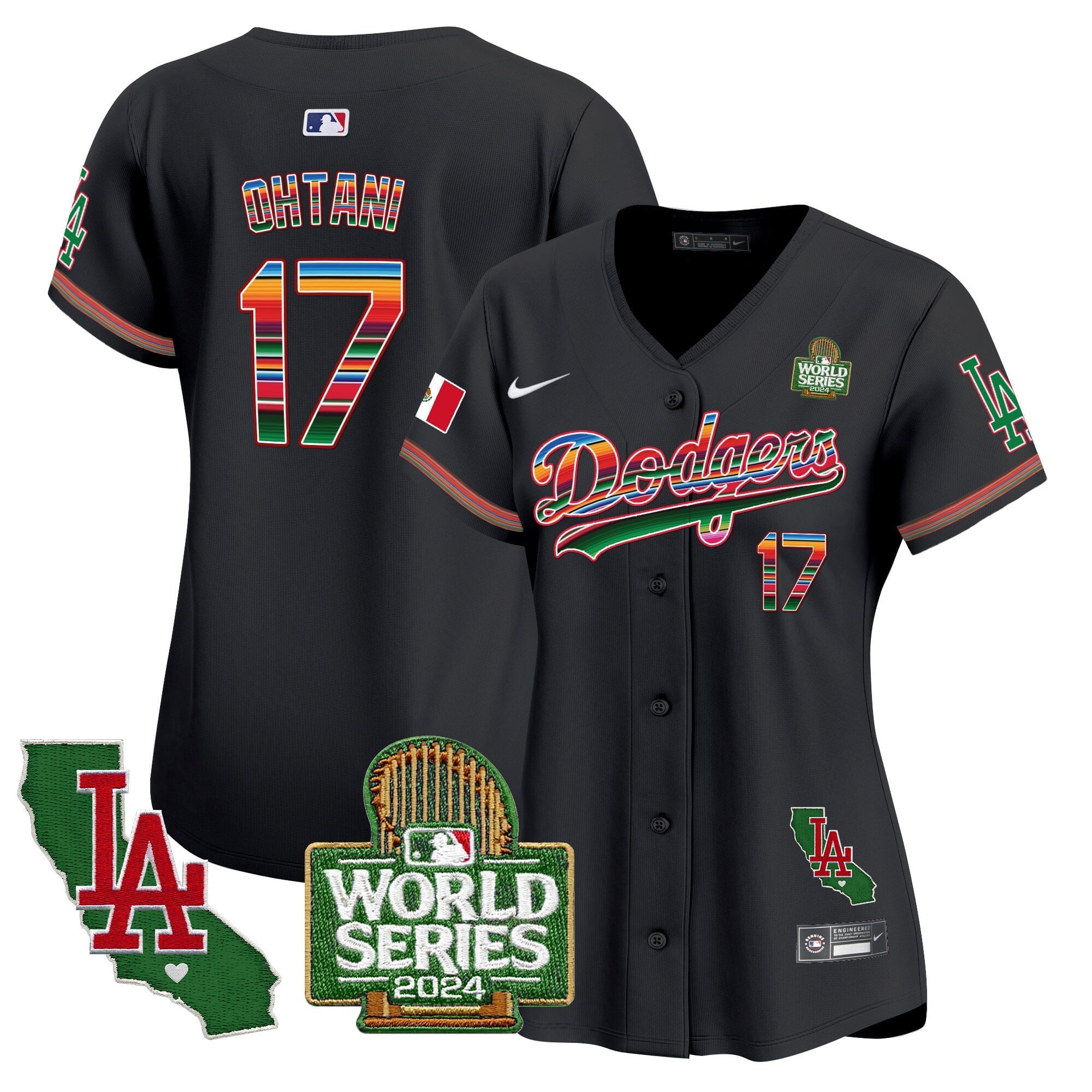 Women's Dodgers Mexico 2024 World Series Vapor Premier Limited Jersey V2 - All Stitched