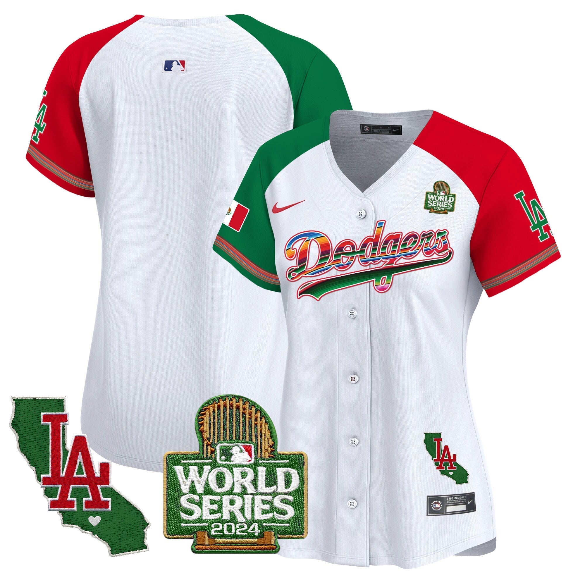 Women's Dodgers Mexico 2024 World Series Vapor Premier Limited Jersey V2 - All Stitched