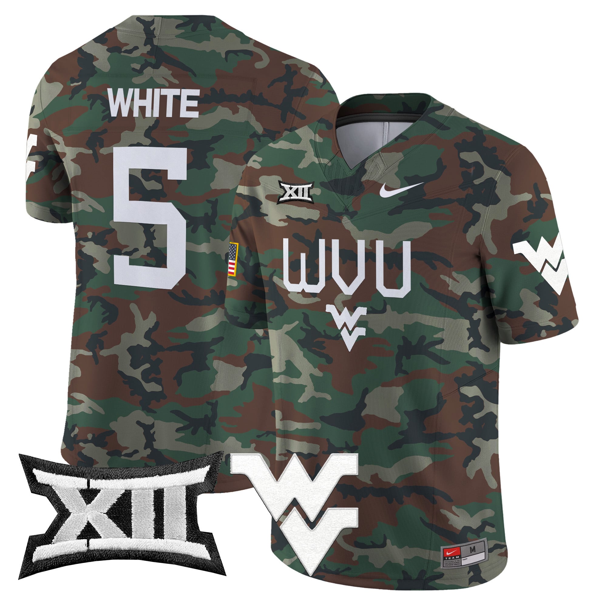 West Virginia Mountaineers 2024 Military Vapor Limited Jersey - All Stitched