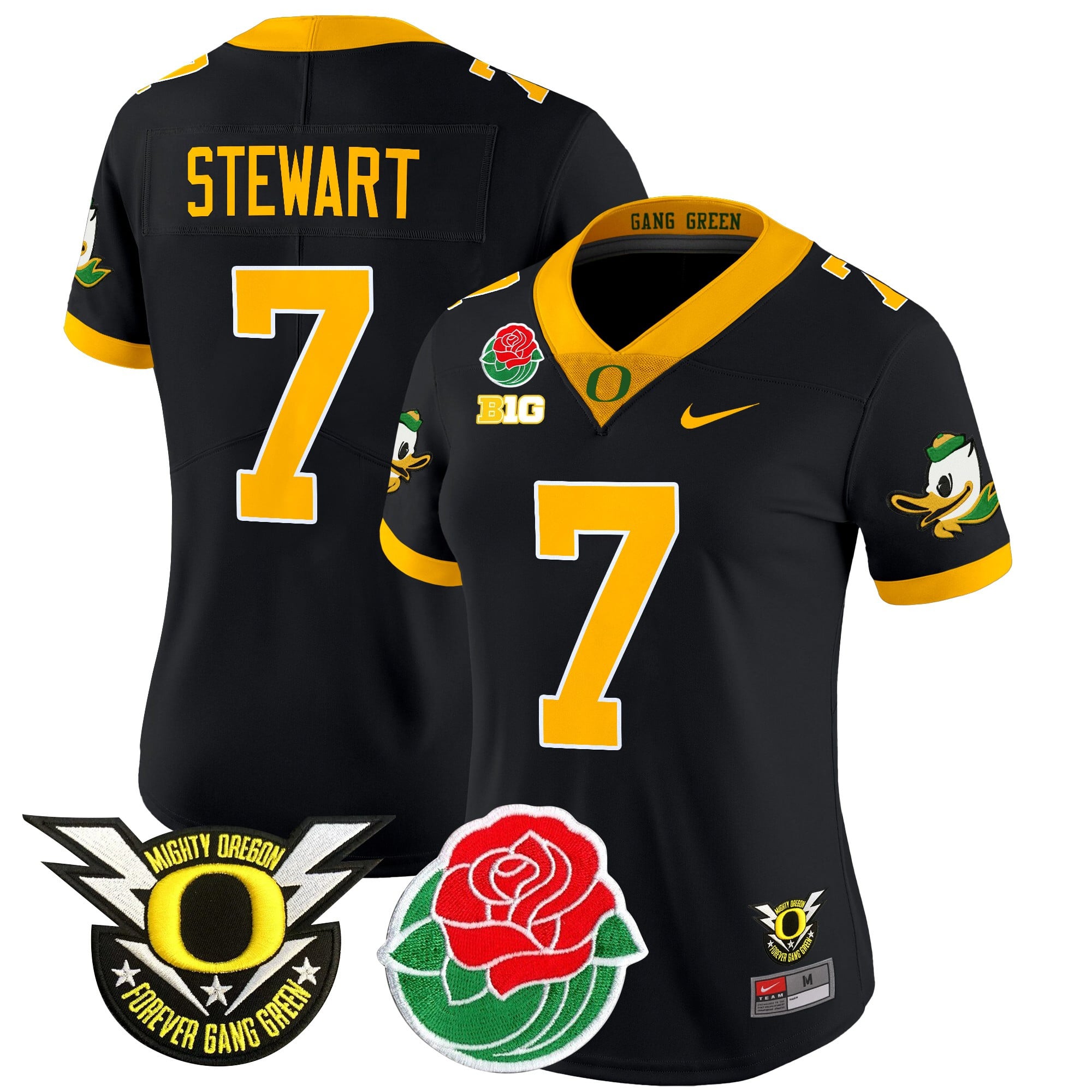 Women's Oregon Ducks 2025 Rose Bowl Game & BIG Patch Vapor Limited Jersey - All Stitched