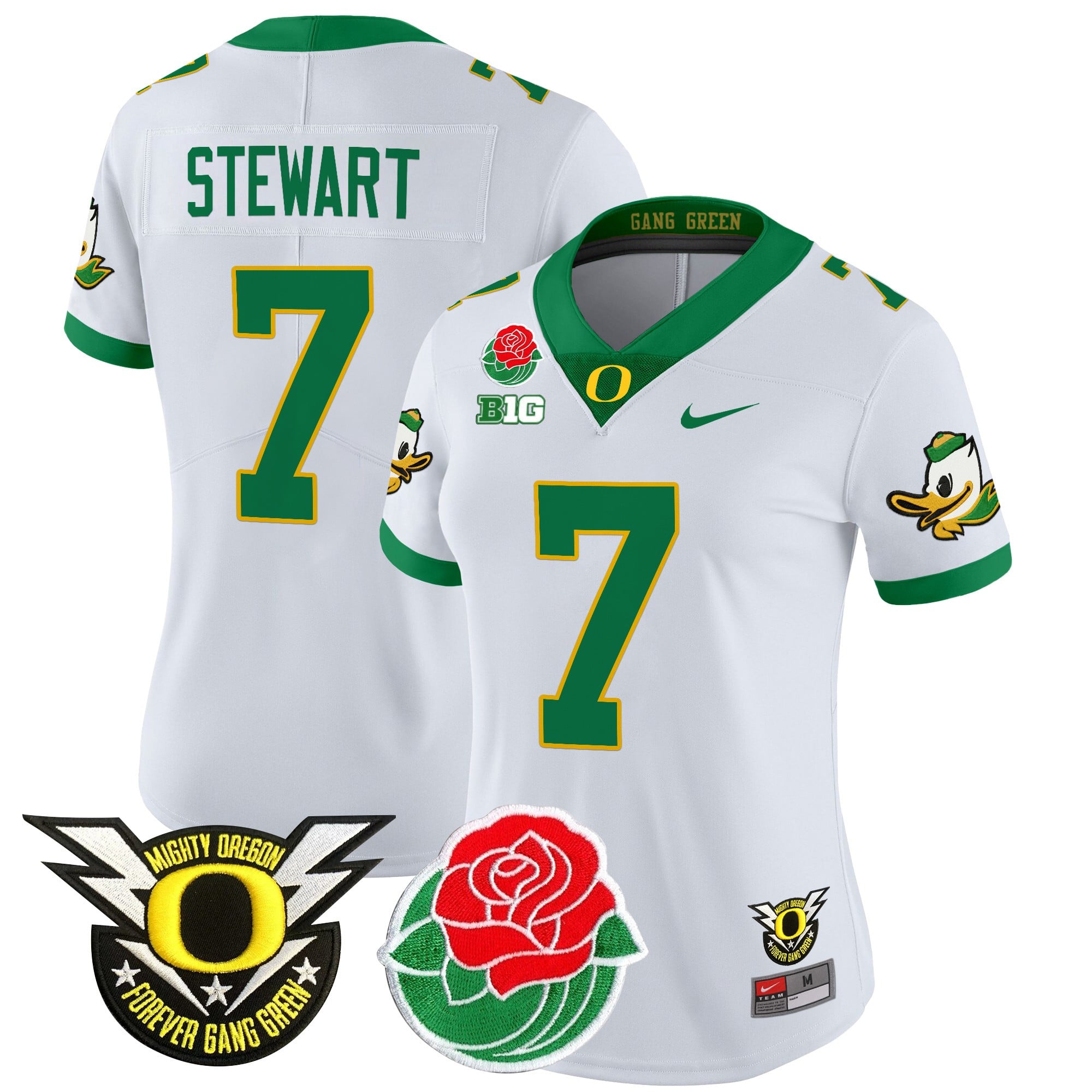 Women's Oregon Ducks 2025 Rose Bowl Game & BIG Patch Vapor Limited Jersey - All Stitched