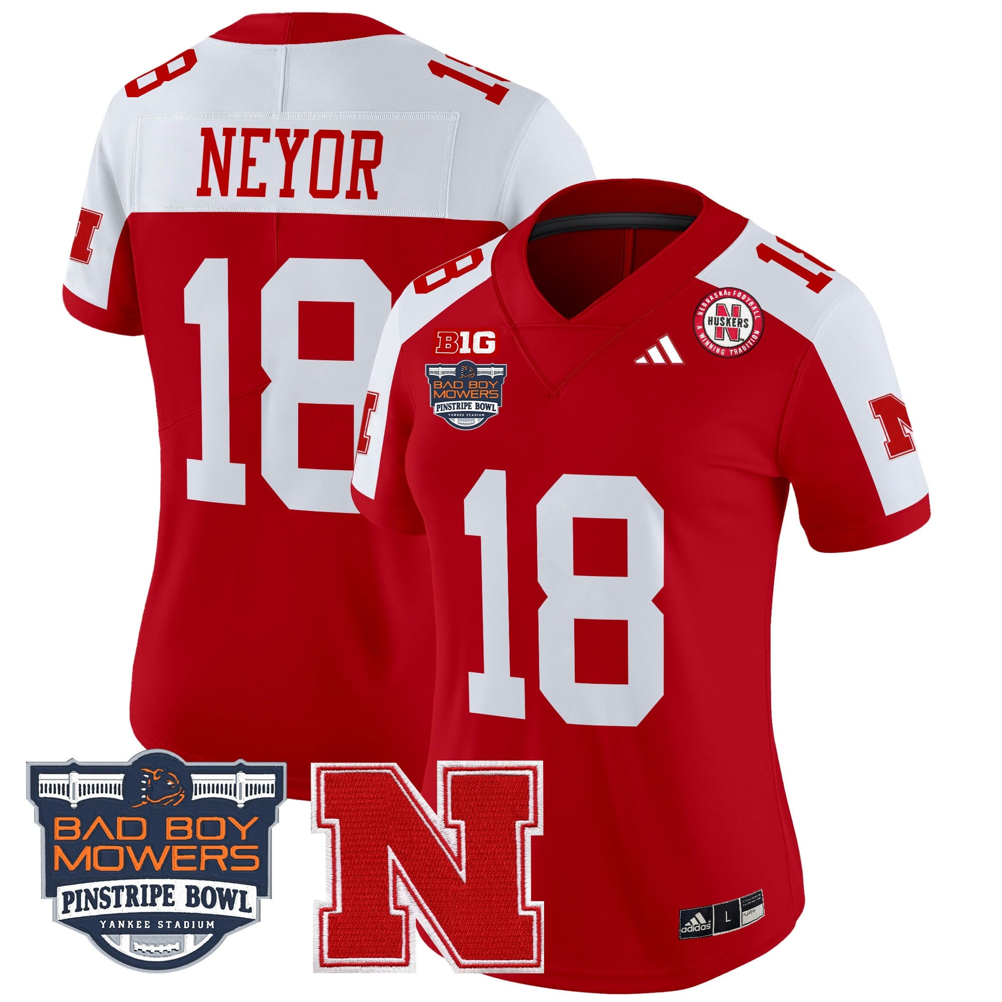 Women's Nebraska Cornhuskers 2025 Pinstripe Bowl Patch Vapor Limited Jersey - All Stitched