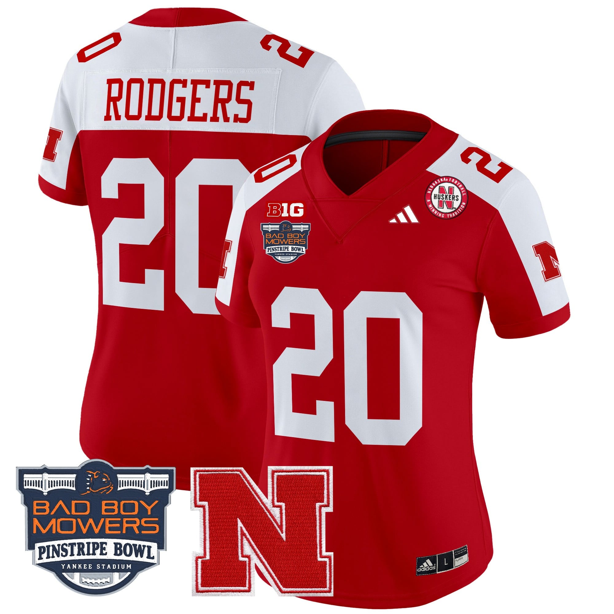 Women's Nebraska Cornhuskers 2025 Pinstripe Bowl Patch Vapor Limited Jersey - All Stitched