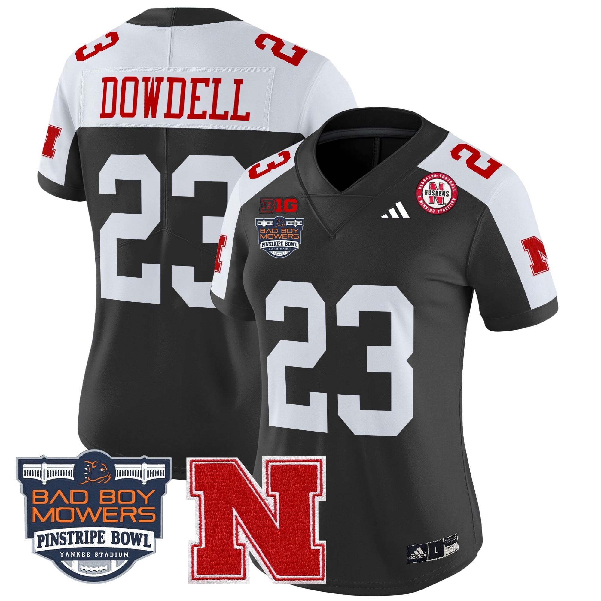 Women's Nebraska Cornhuskers 2025 Pinstripe Bowl Patch Vapor Limited Jersey - All Stitched