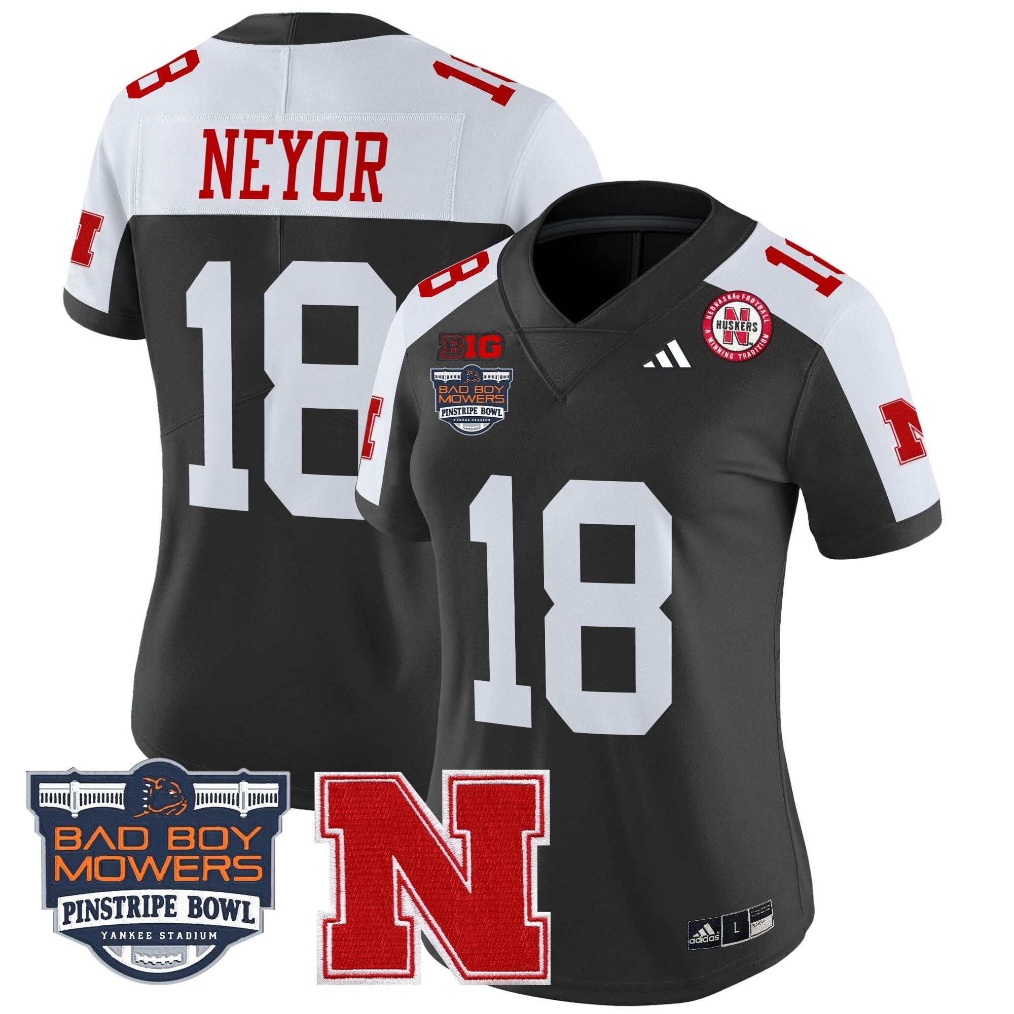 Women's Nebraska Cornhuskers 2025 Pinstripe Bowl Patch Vapor Limited Jersey - All Stitched