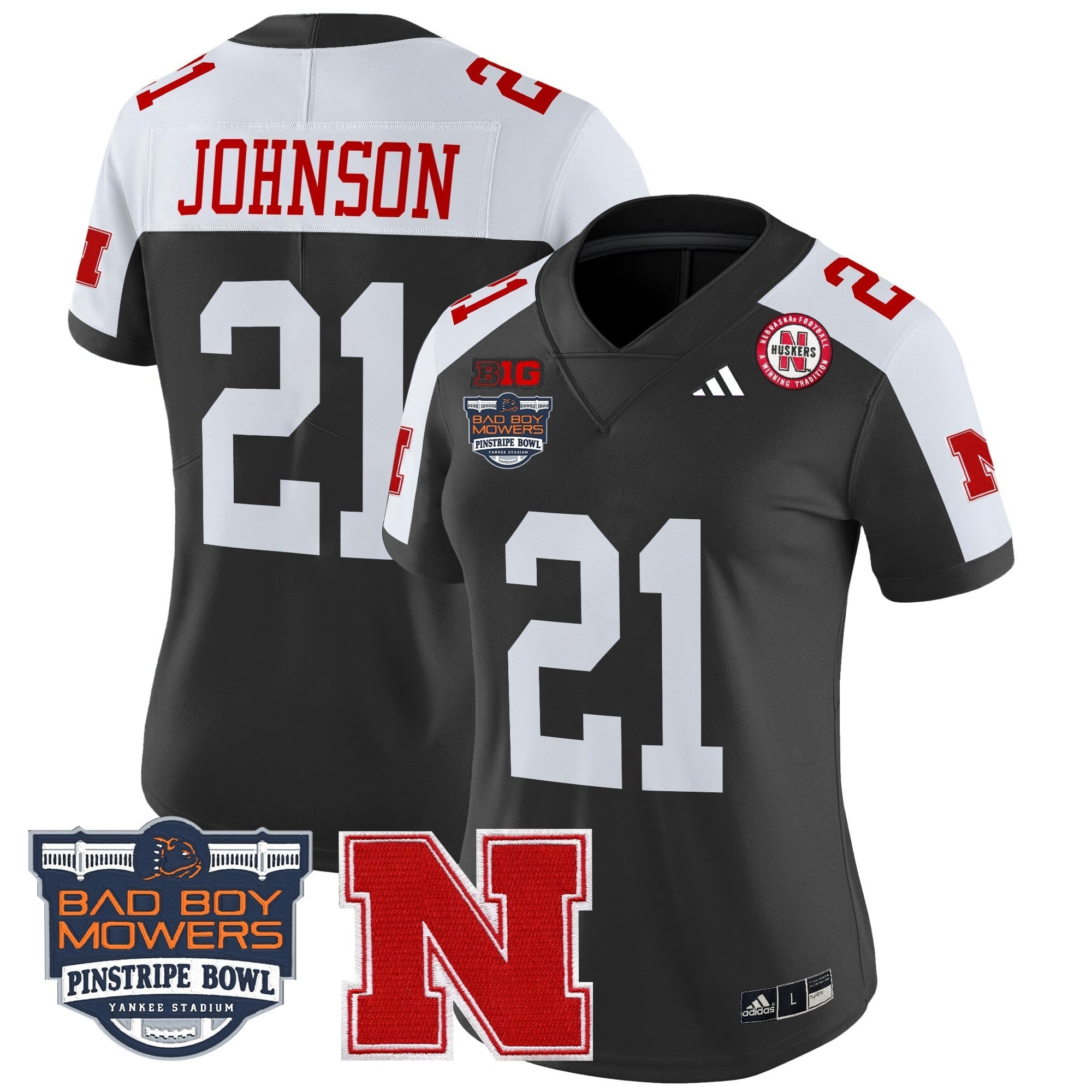 Women's Nebraska Cornhuskers 2025 Pinstripe Bowl Patch Vapor Limited Jersey - All Stitched