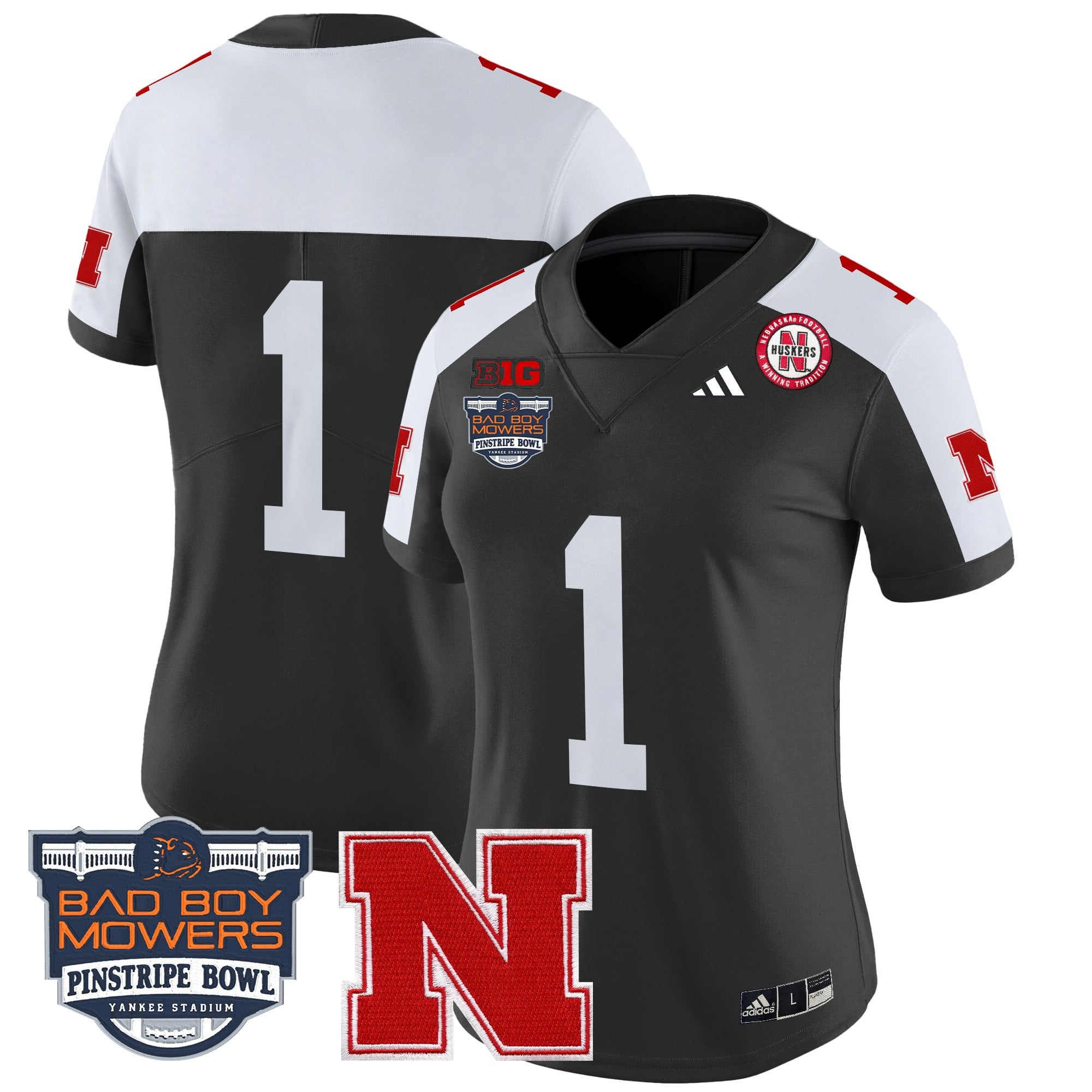 Women's Nebraska Cornhuskers 2025 Pinstripe Bowl Patch Vapor Limited Jersey - All Stitched