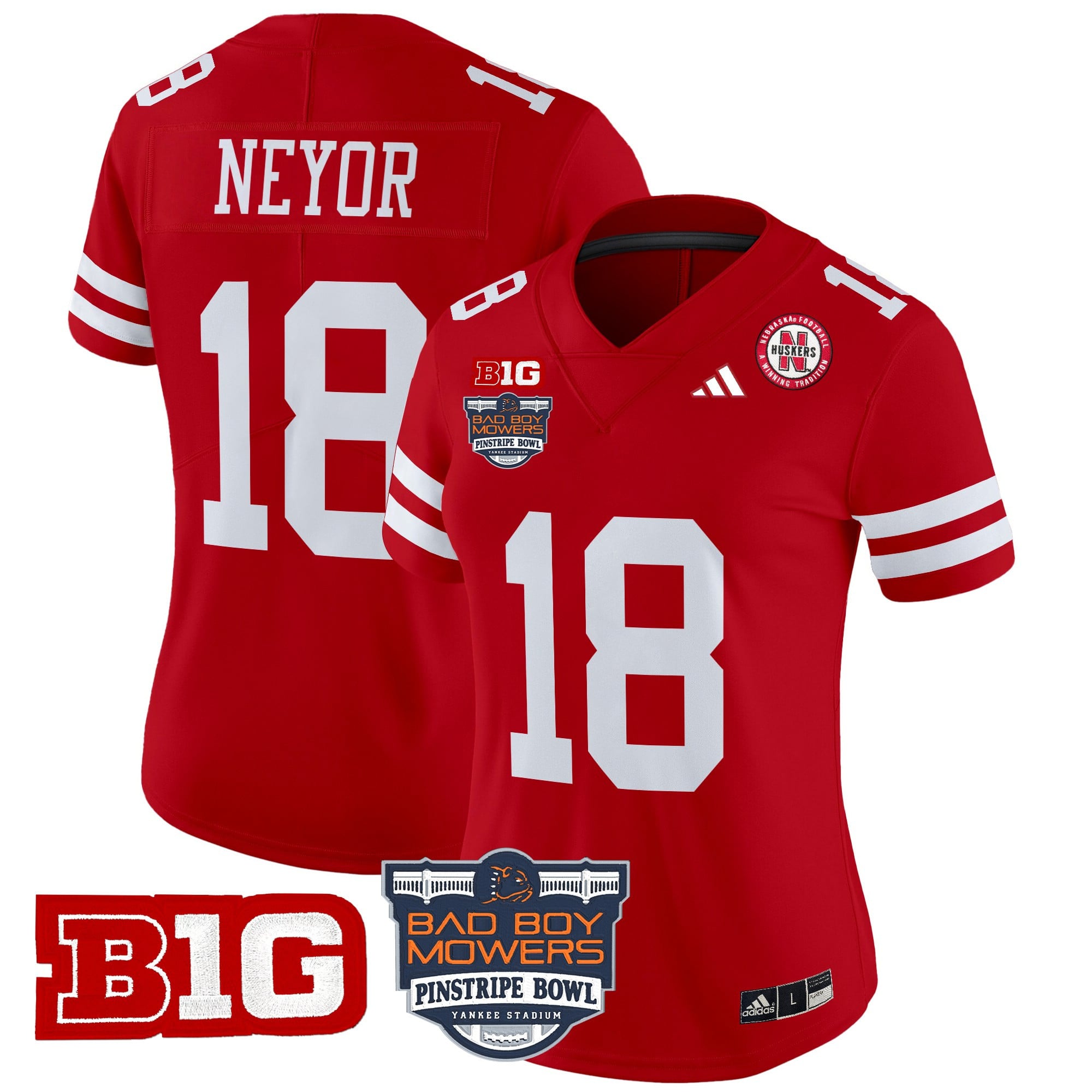 Women's Nebraska Cornhuskers 2025 Pinstripe Bowl Patch Vapor Limited Jersey - All Stitched