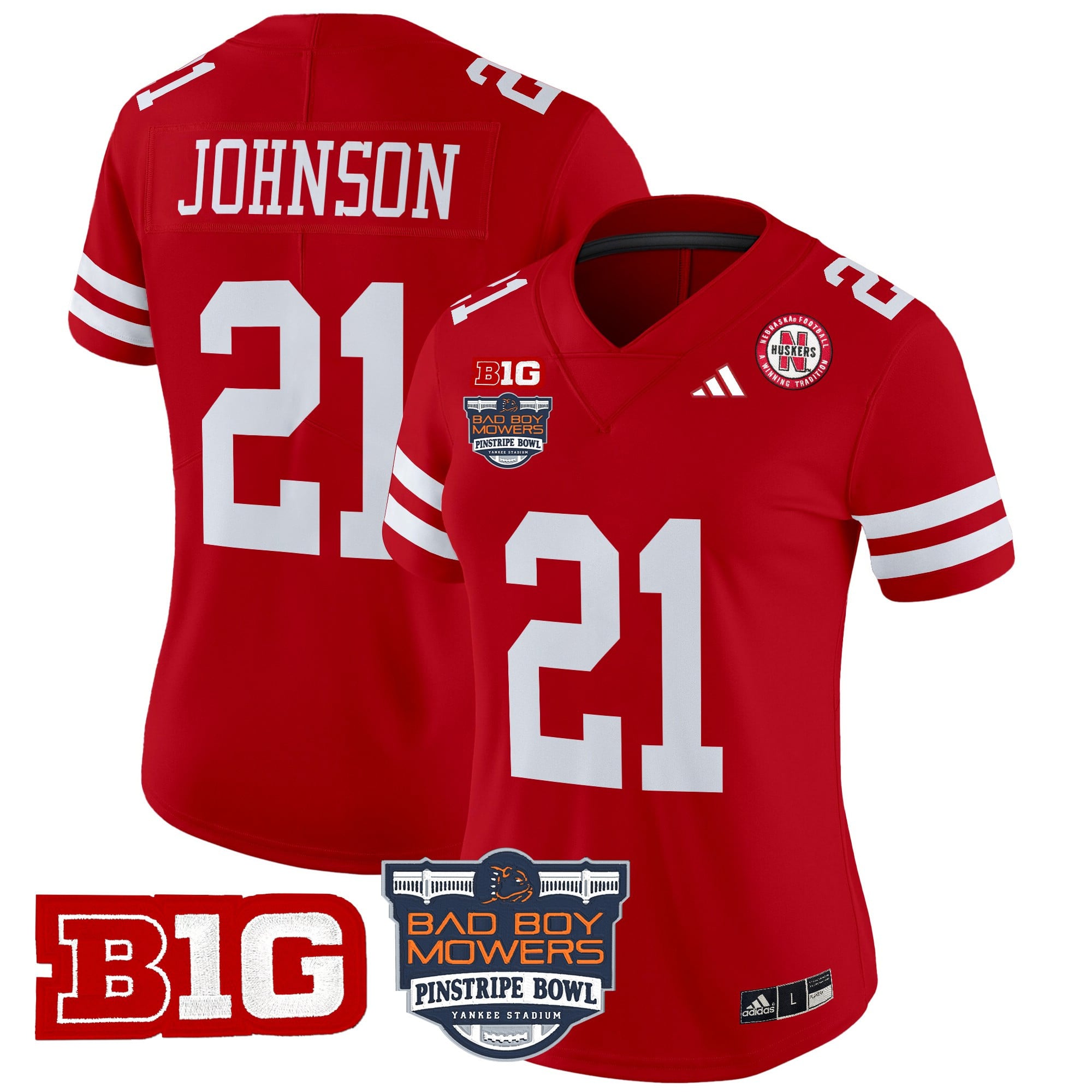Women's Nebraska Cornhuskers 2025 Pinstripe Bowl Patch Vapor Limited Jersey - All Stitched