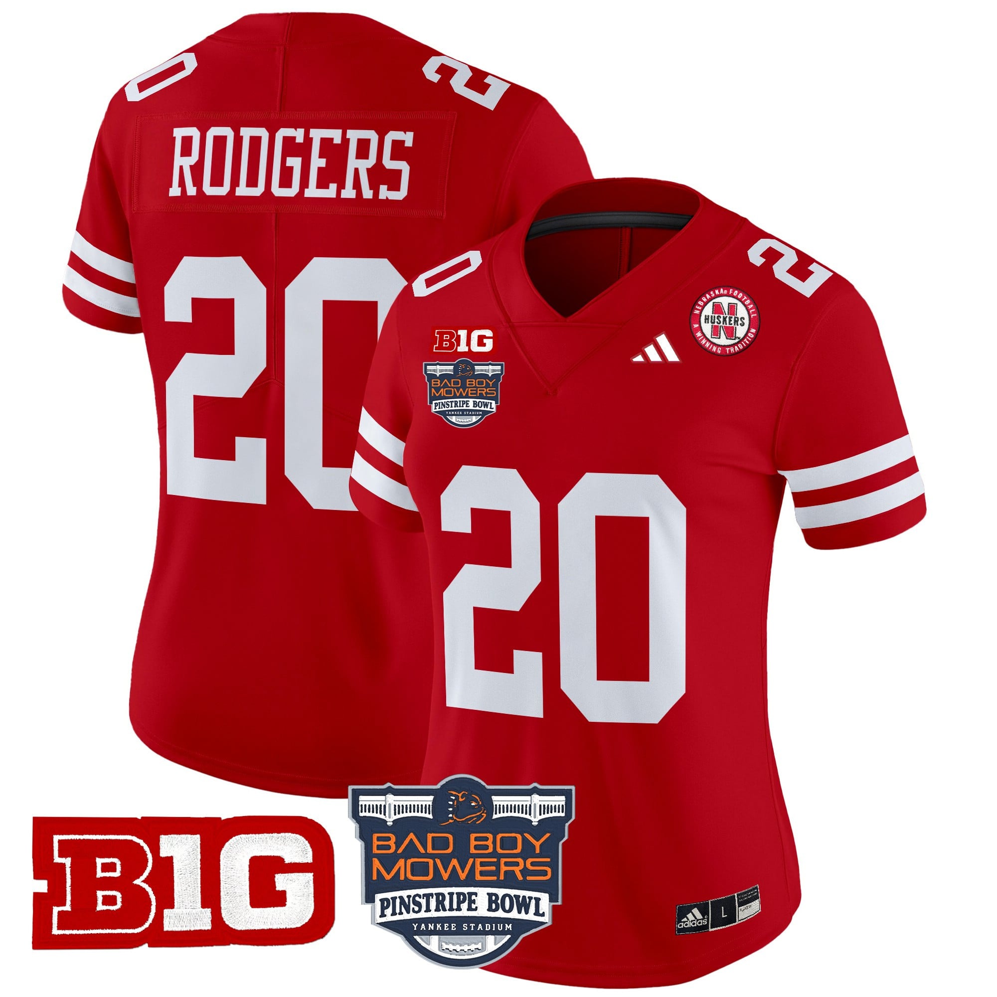 Women's Nebraska Cornhuskers 2025 Pinstripe Bowl Patch Vapor Limited Jersey - All Stitched