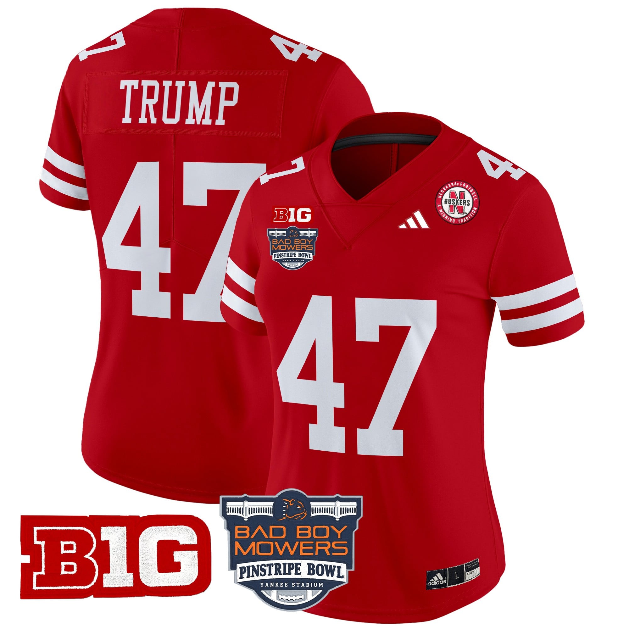 Women's Nebraska Cornhuskers 2025 Pinstripe Bowl Patch Vapor Limited Jersey - All Stitched