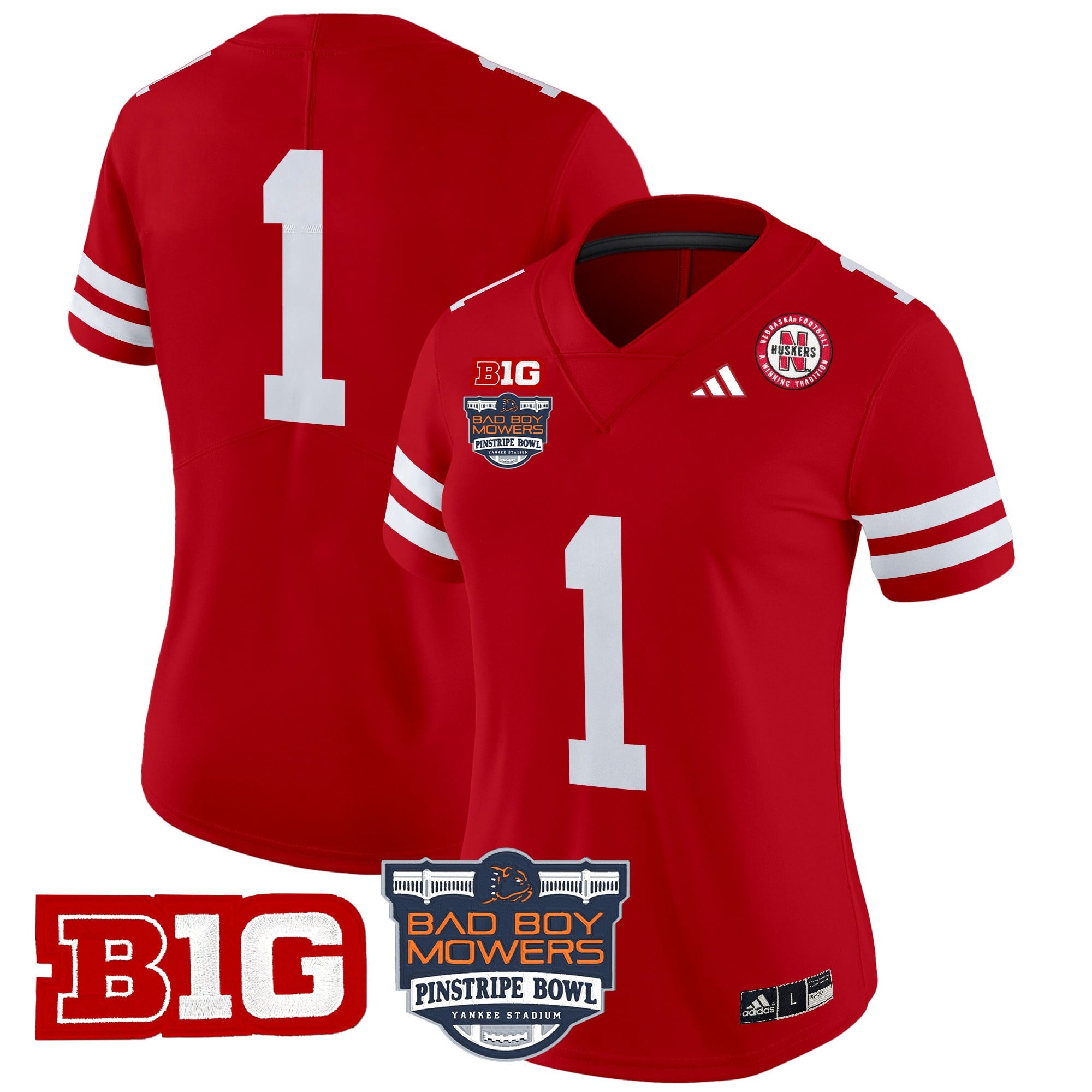 Women's Nebraska Cornhuskers 2025 Pinstripe Bowl Patch Vapor Limited Jersey - All Stitched