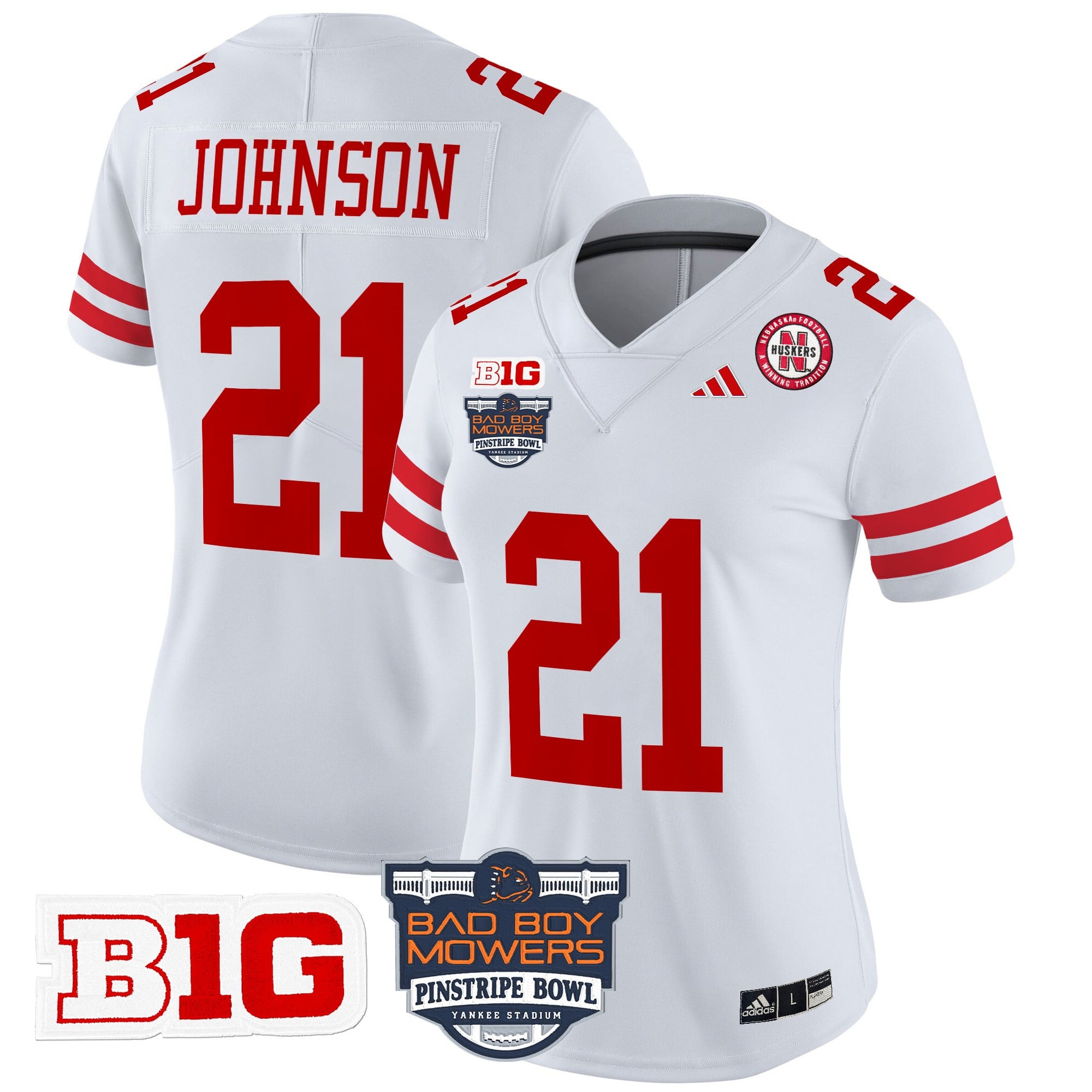 Women's Nebraska Cornhuskers 2025 Pinstripe Bowl Patch Vapor Limited Jersey - All Stitched