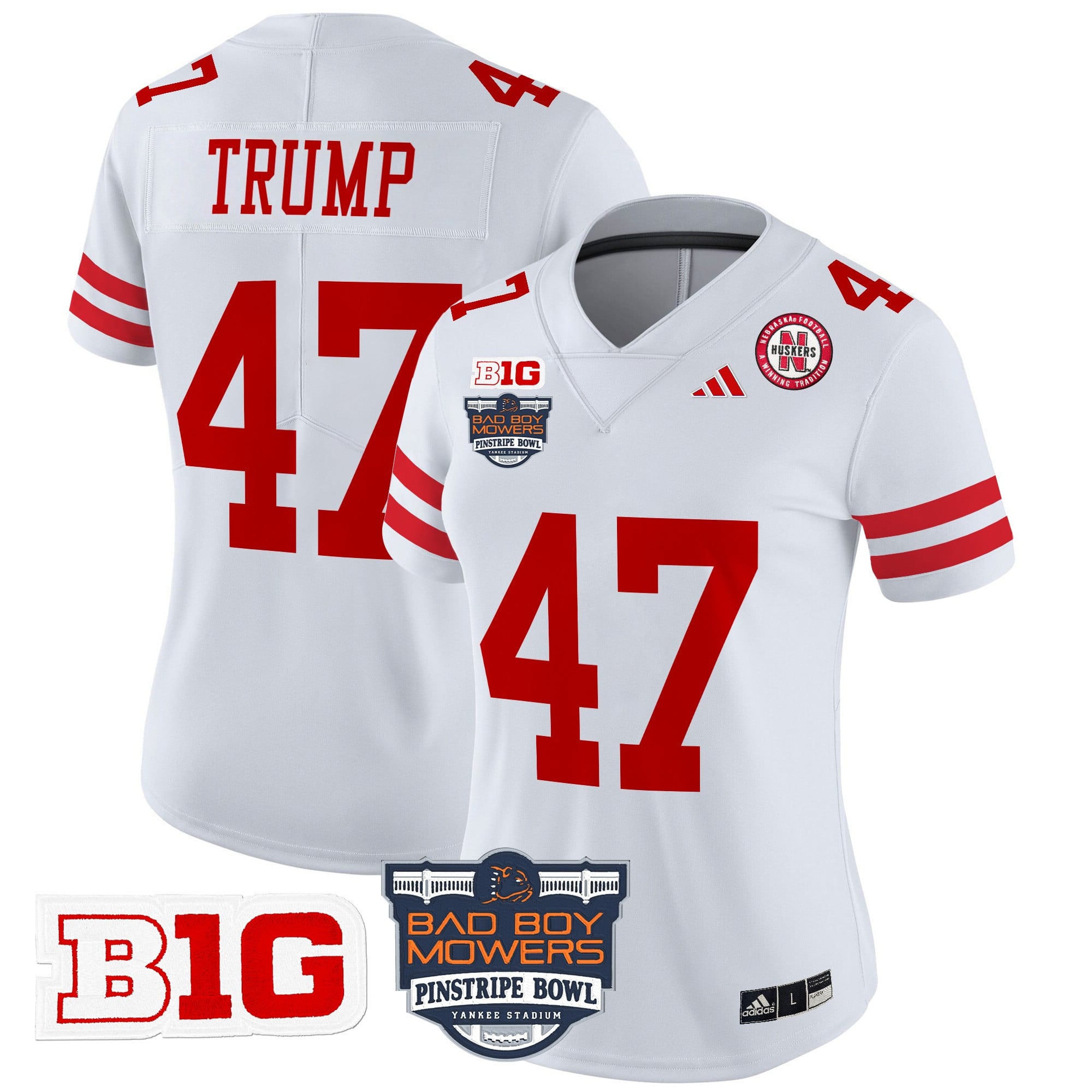 Women's Nebraska Cornhuskers 2025 Pinstripe Bowl Patch Vapor Limited Jersey - All Stitched