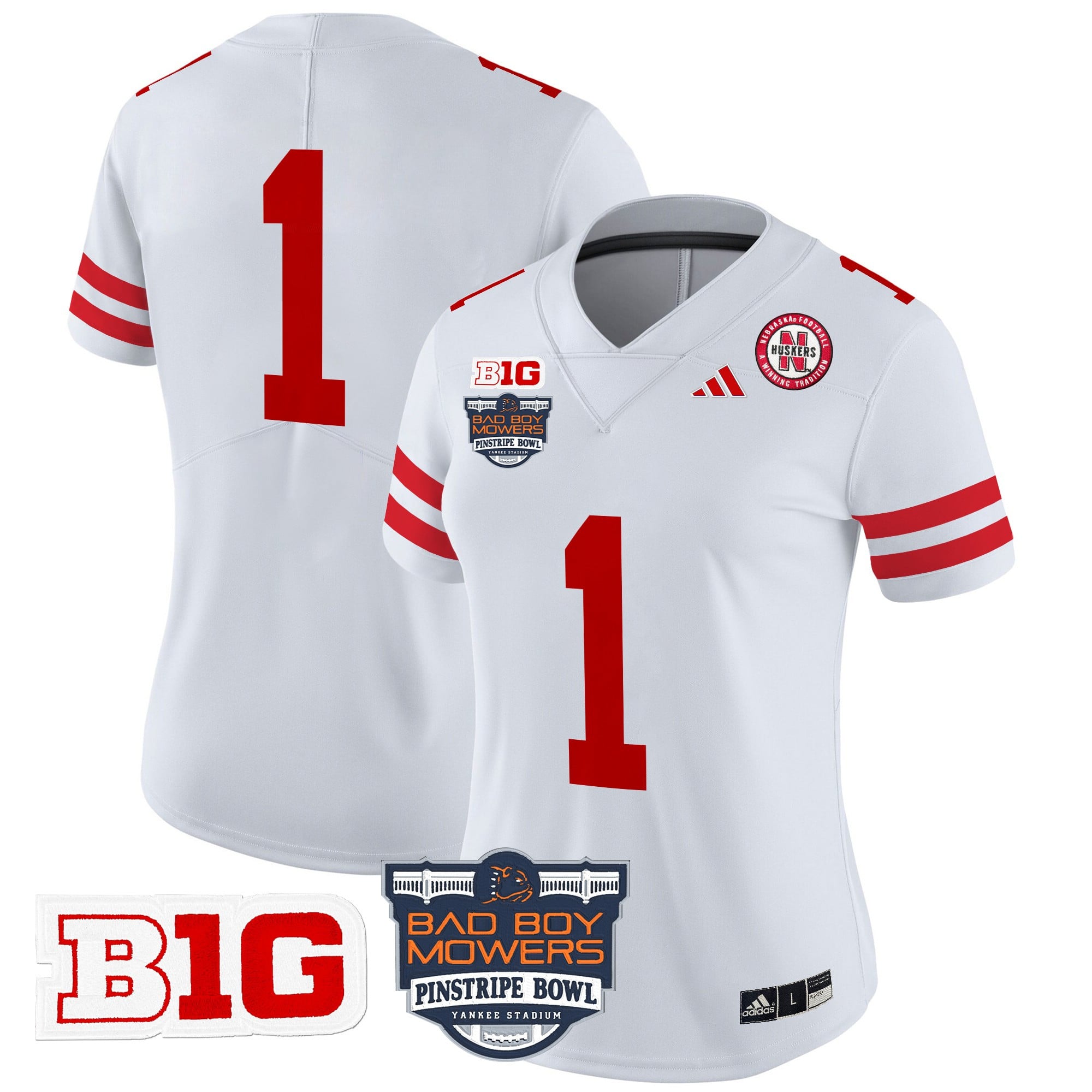 Women's Nebraska Cornhuskers 2025 Pinstripe Bowl Patch Vapor Limited Jersey - All Stitched