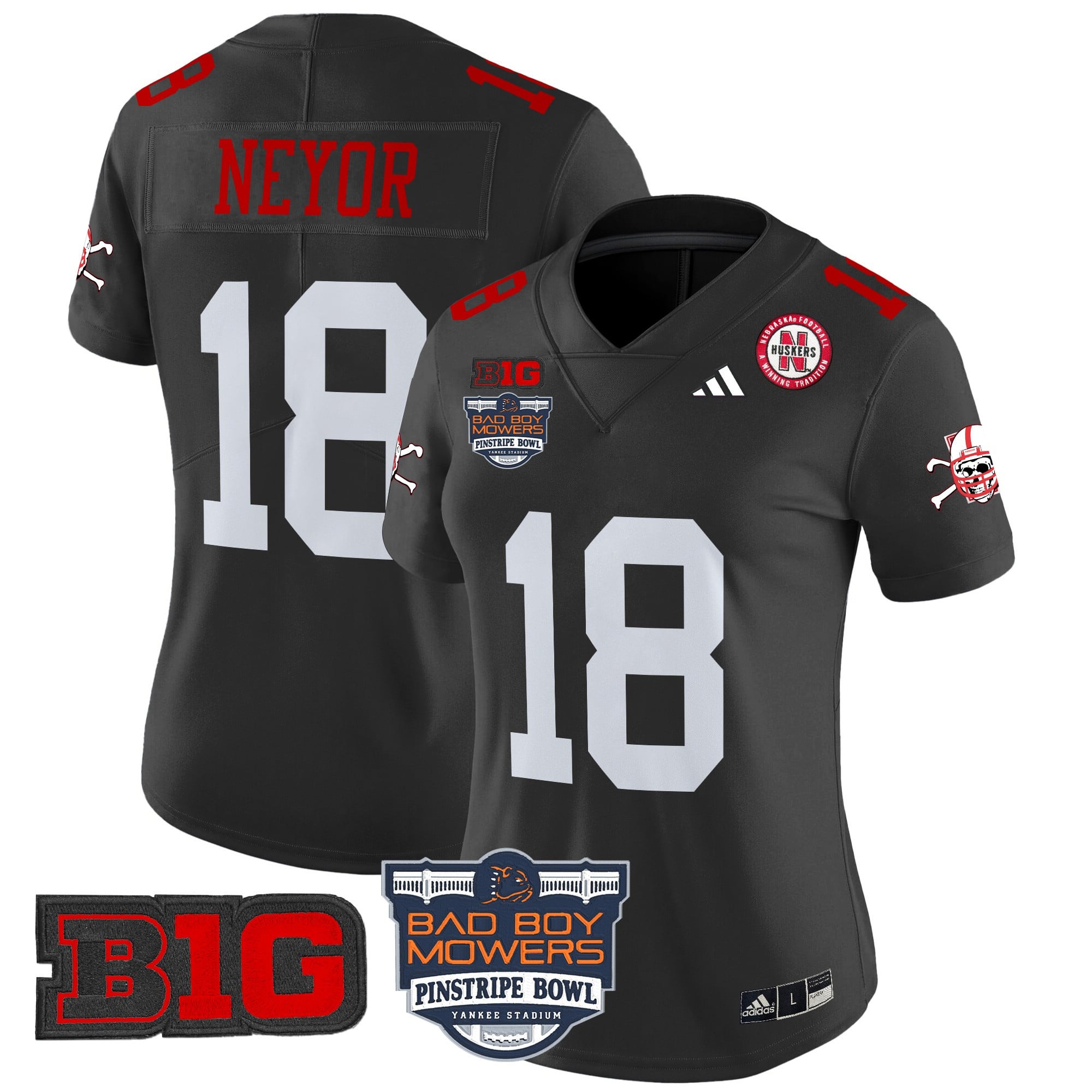 Women's Nebraska Cornhuskers 2025 Pinstripe Bowl Patch Vapor Limited Jersey - All Stitched