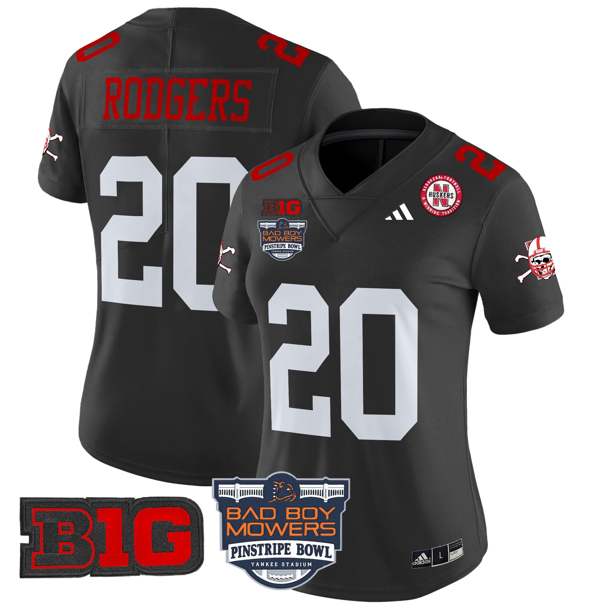 Women's Nebraska Cornhuskers 2025 Pinstripe Bowl Patch Vapor Limited Jersey - All Stitched